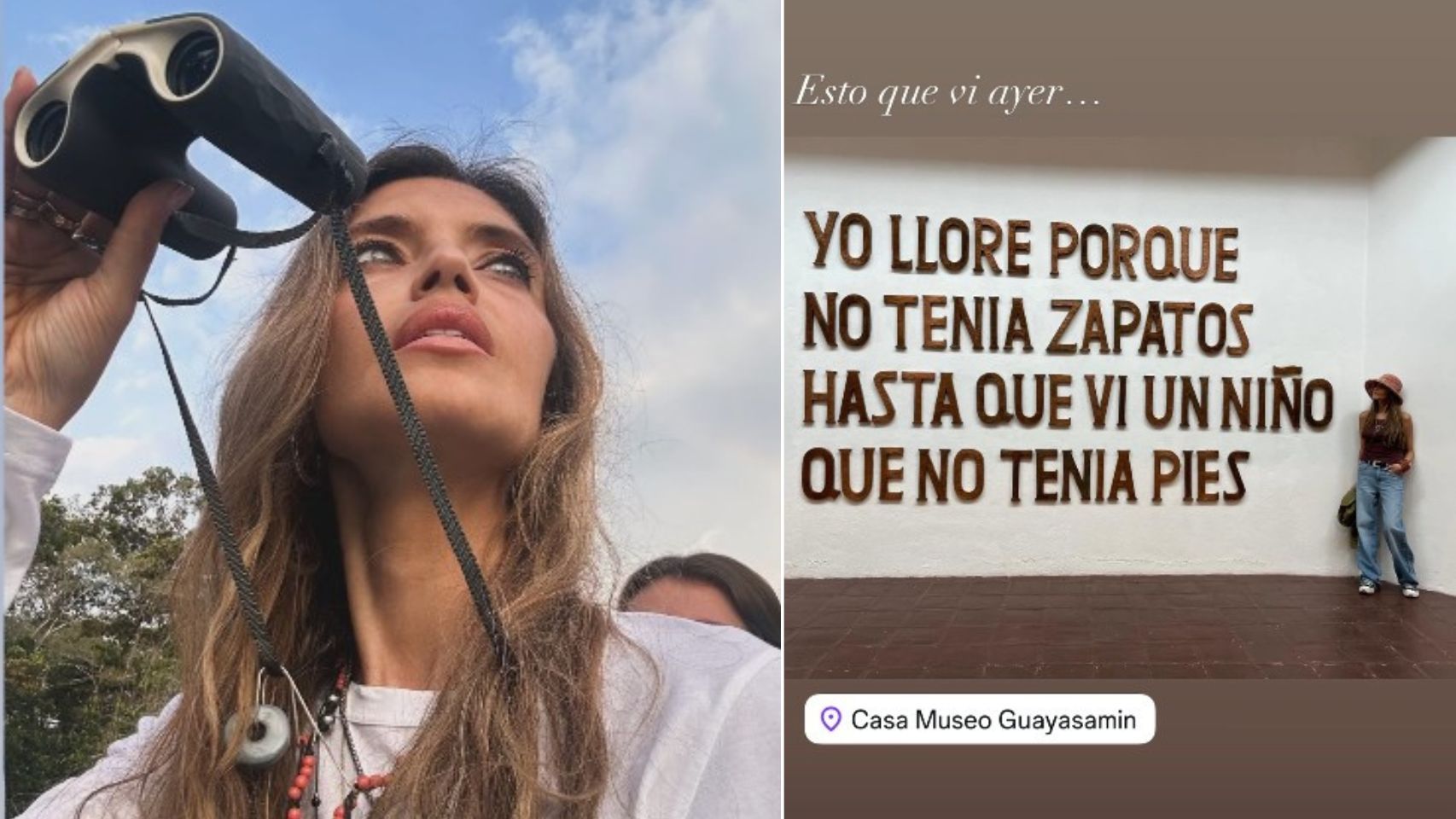 Dos momentos del viaje de Sara Carbonero.