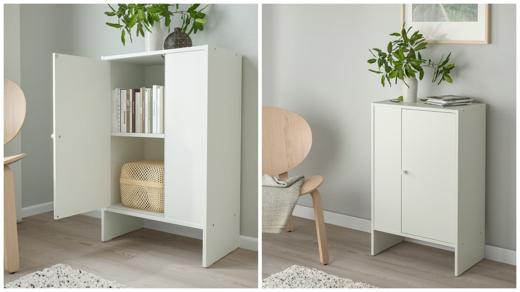 Mueble de almacenaje con puerta.