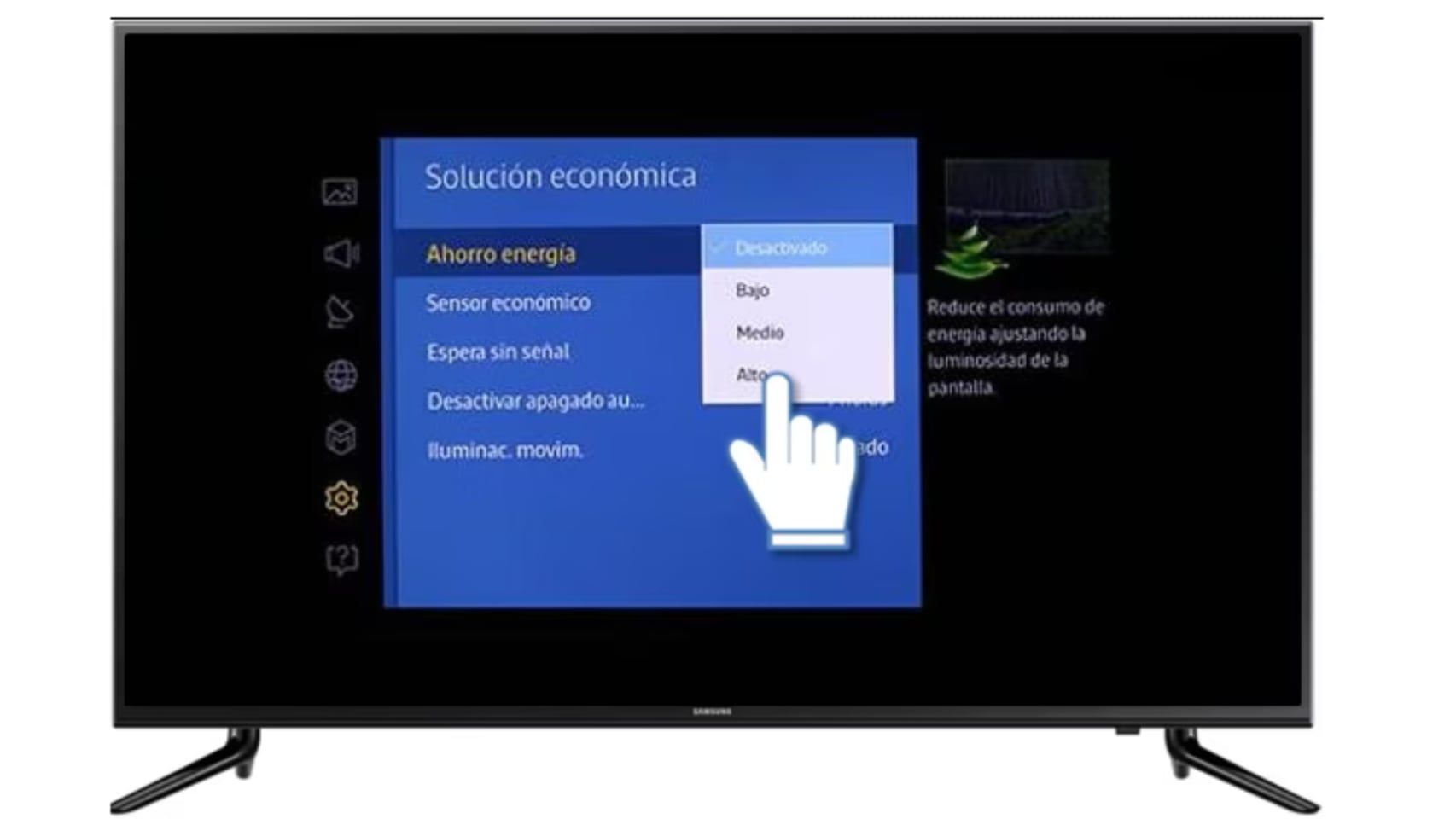 Interfaz de ahorro de energía en Samsung