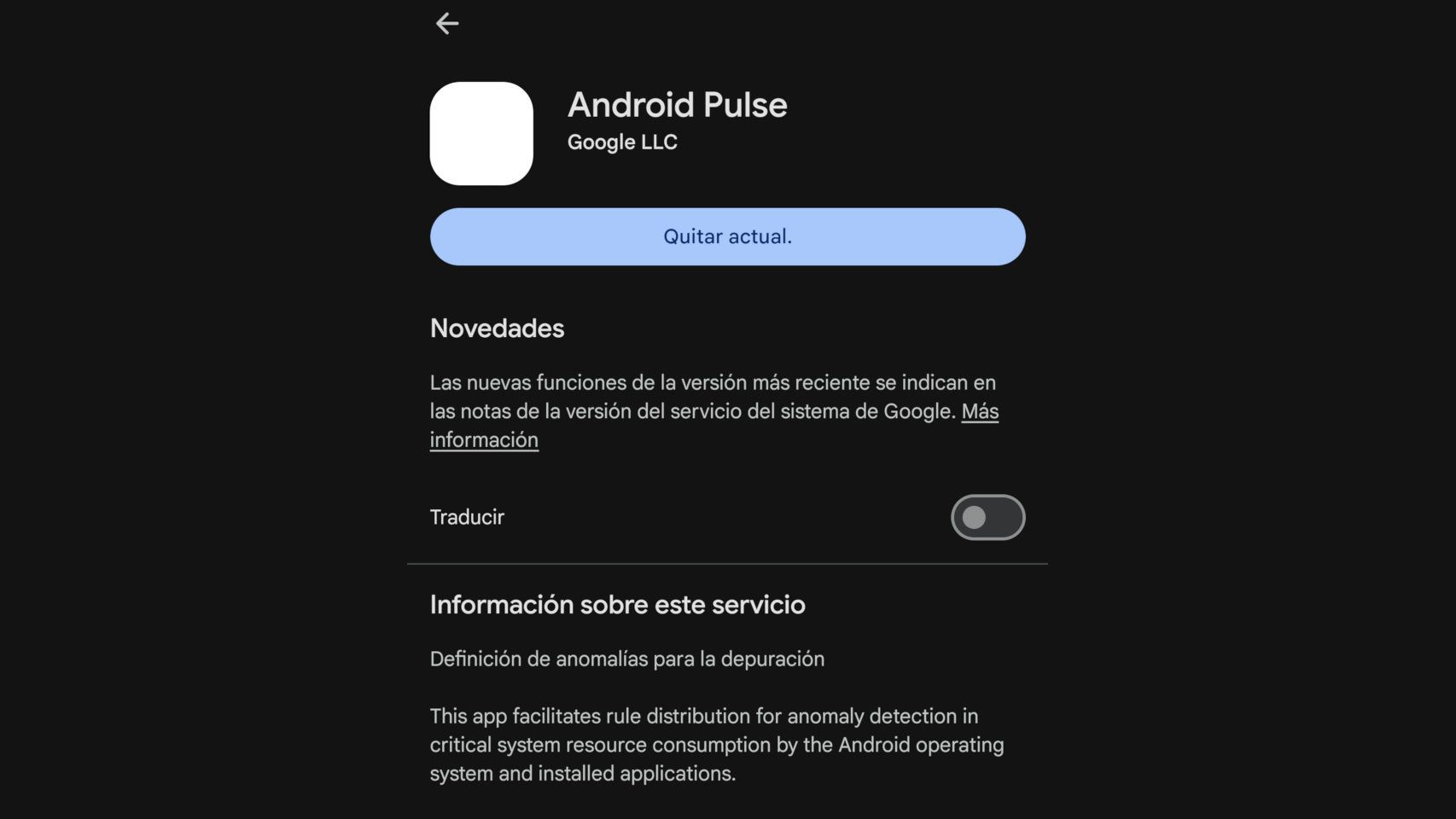 Android Pulse en la Google Play Store