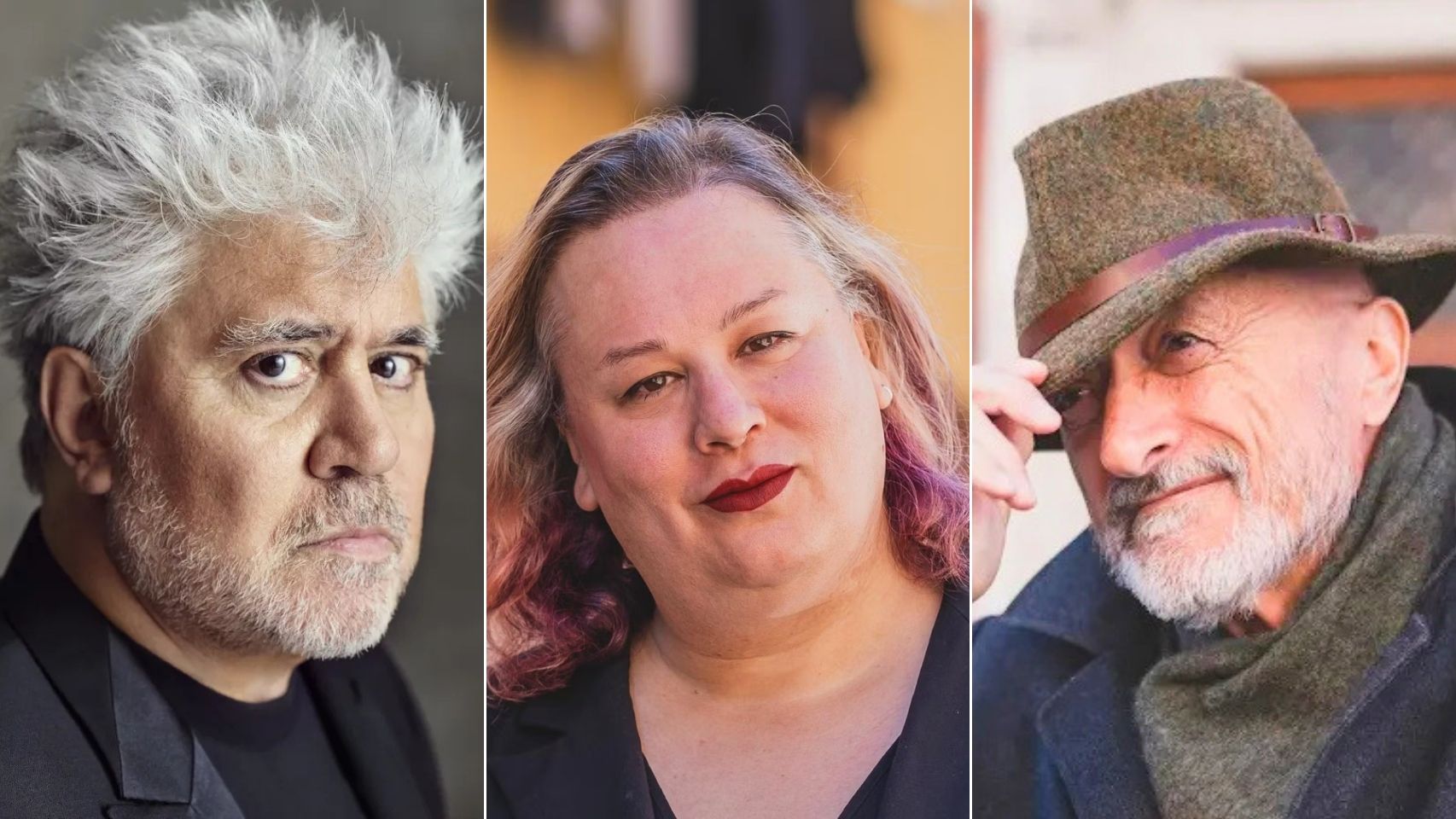 Pedro Almodóvar, Alana S. Portero y Arturo Pérez-Reverte.