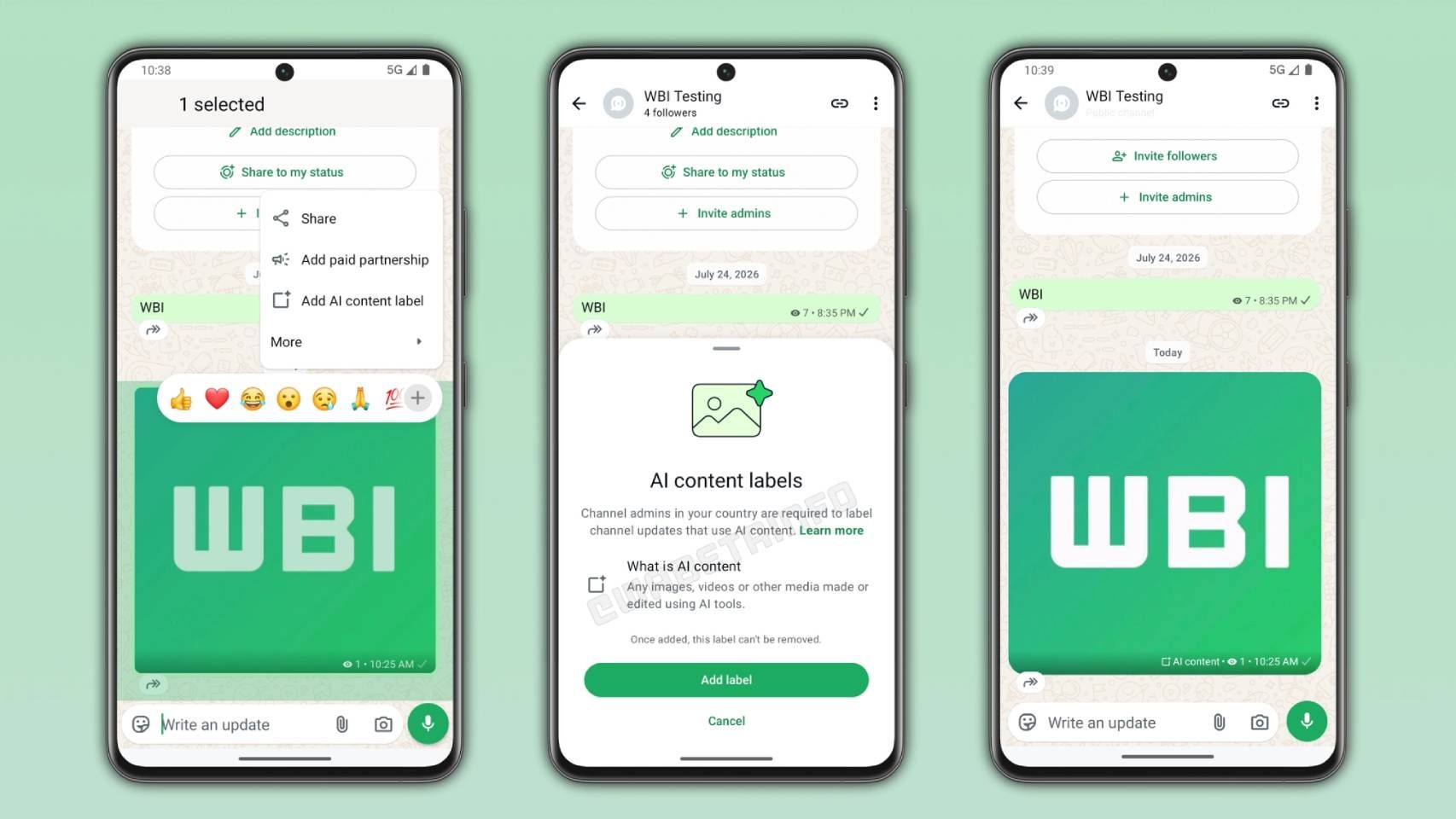 WhatsApp estaba probando un sistema de etiquetado de contenido basado en IA para los administradores de canales.