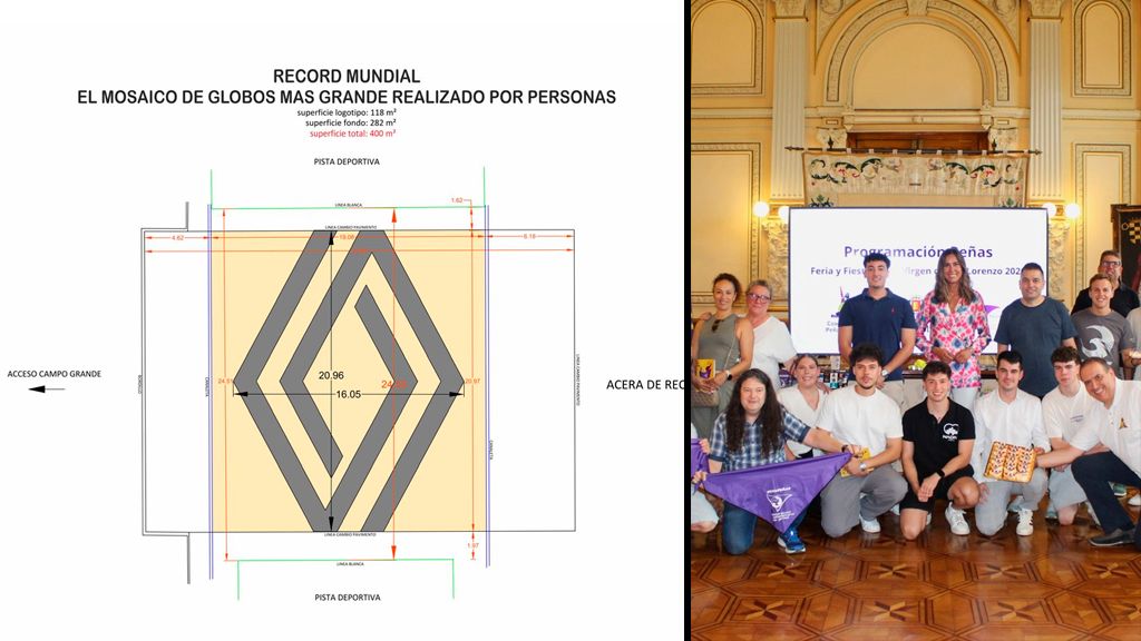 Imagen de la idea del récord mundial y de la presentación de las actividades de las peñas en las fiestas de Valladolid.