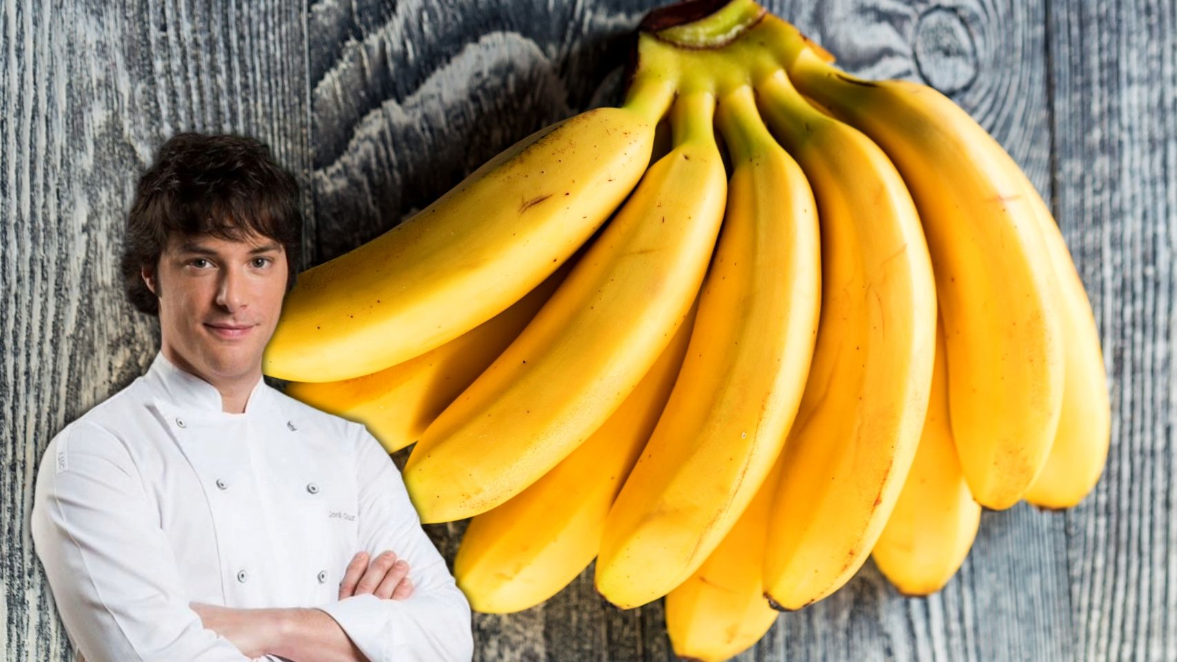 El chef Jordi Cruz y una piña de plátanos