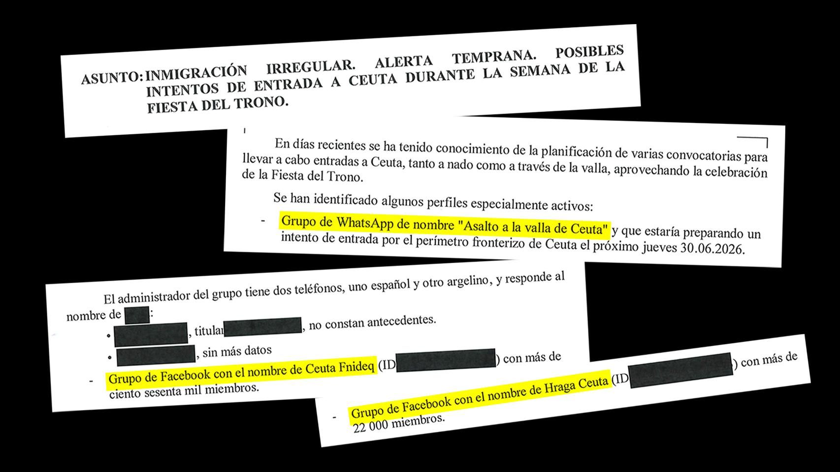 Informe del CNI a sus homólogos marroquís el 29 de julio, un día antes de la invasión de Ceuta.