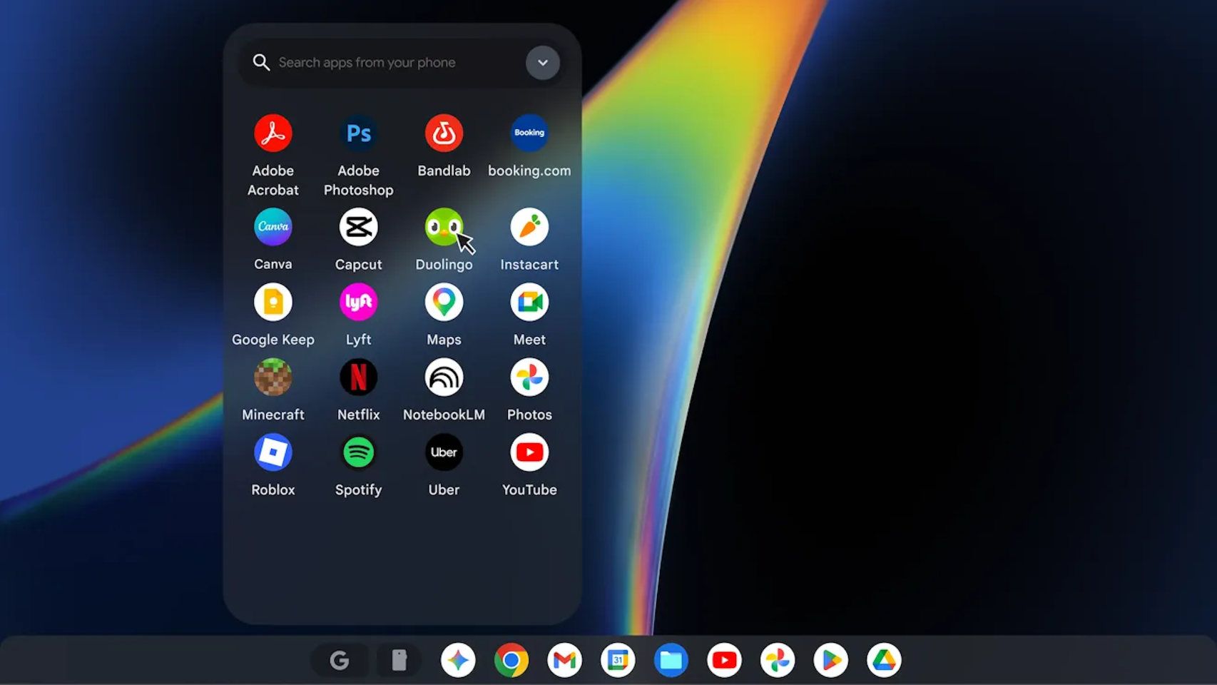 Los Googlebook podrán ejecutar apps de Android del móvil