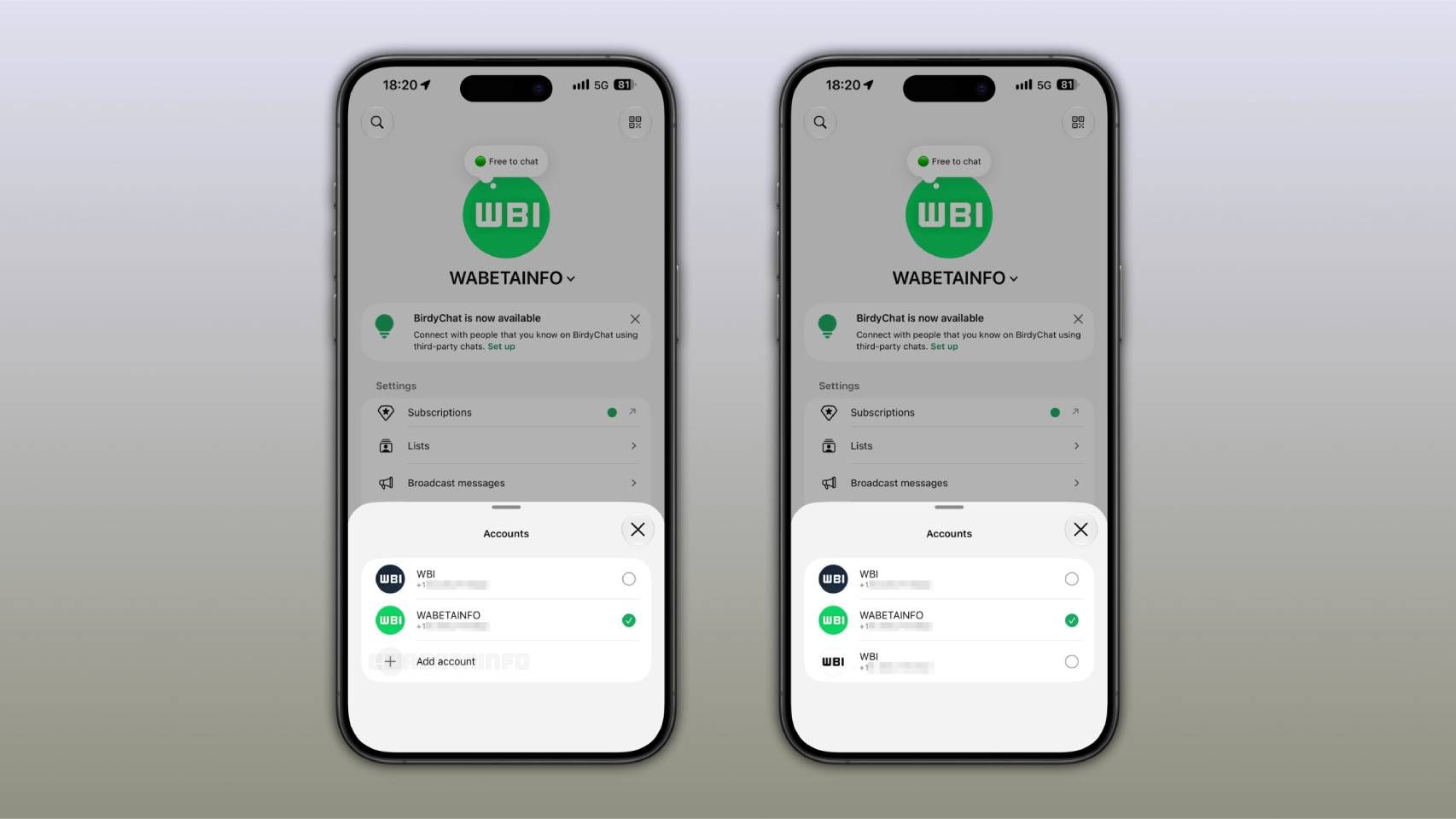El soporte para tres cuentas simultáneas en un mismo dispositivo en WhatsApp.