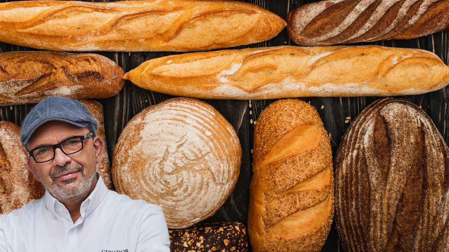El chef Jesús Sánchez y distintos panes