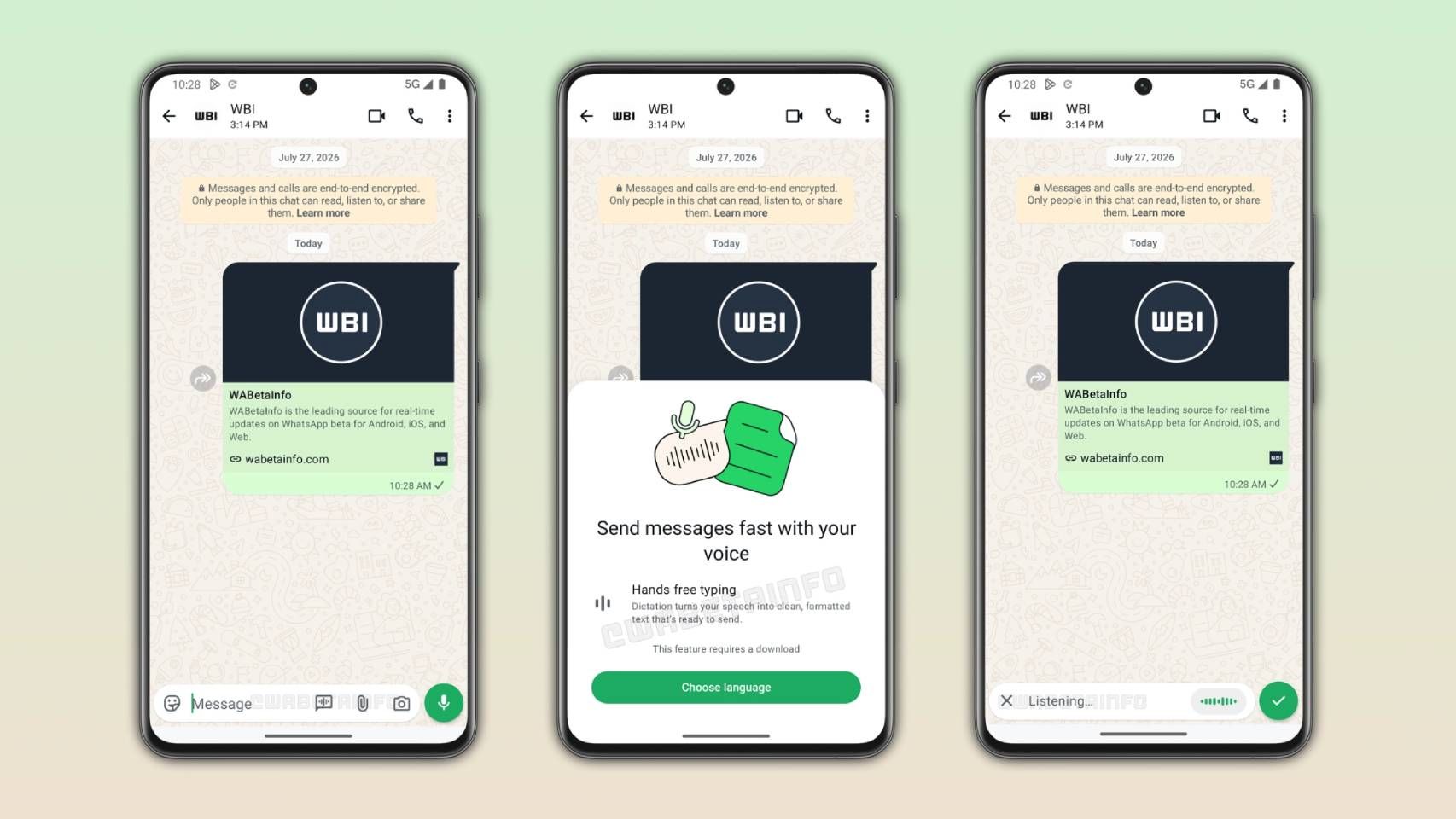 La nueva función de conversión de voz a texto para los mensajes de WhatsApp.