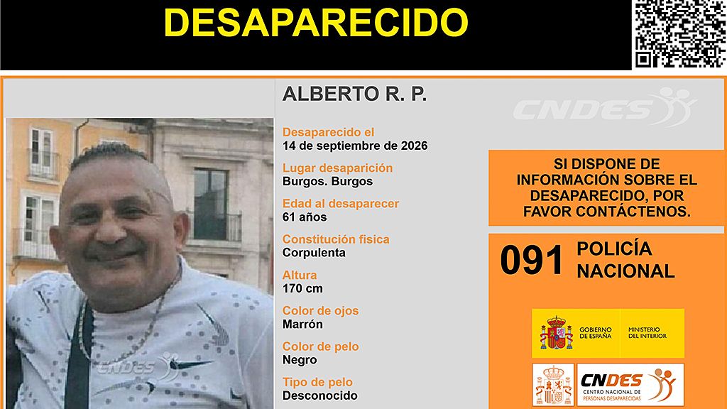 Imagen de Alberto, la persona desaparecida en Burgos. 