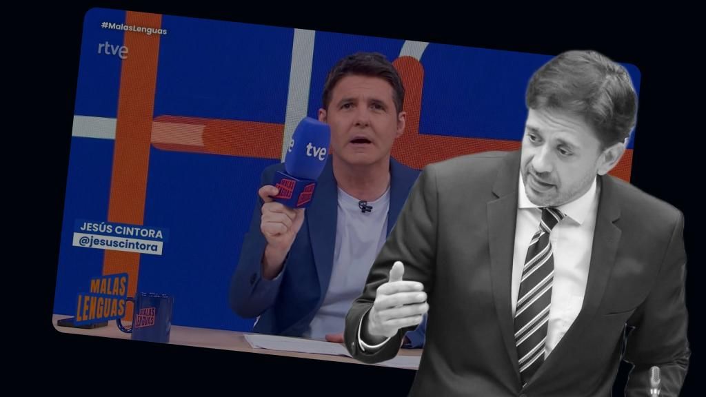 El diputado del PP, José Juan Zaplana, sobre una imagen de un programa de opinión de RTVE.