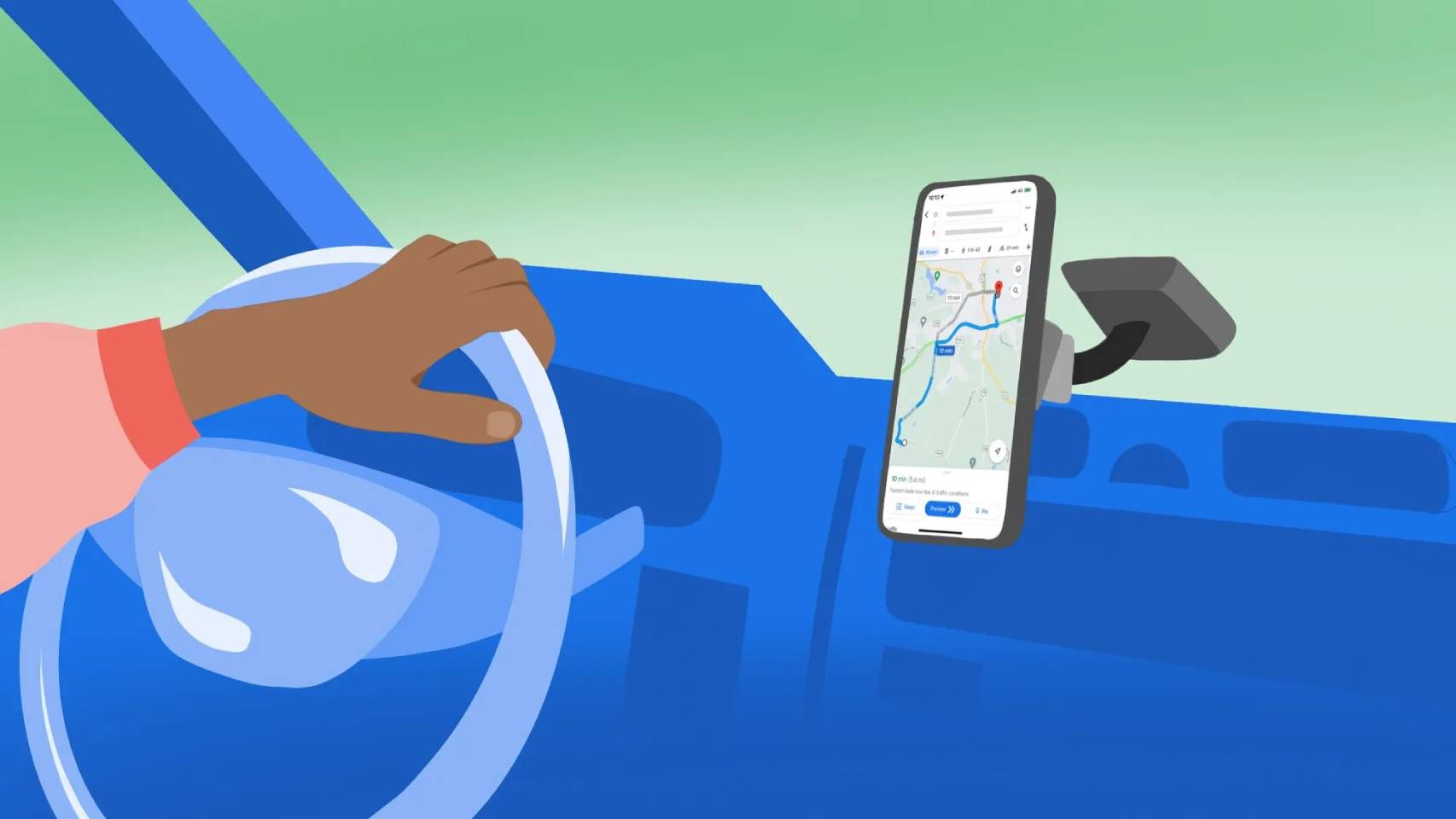 Ilustración de una persona usando Google Maps.