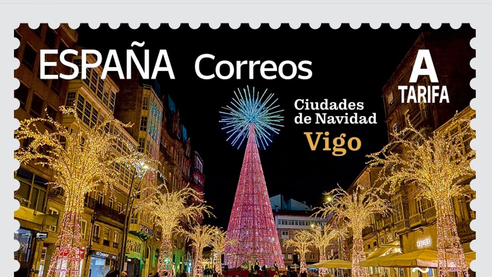 Sello de Correos con la Navidad de Vigo