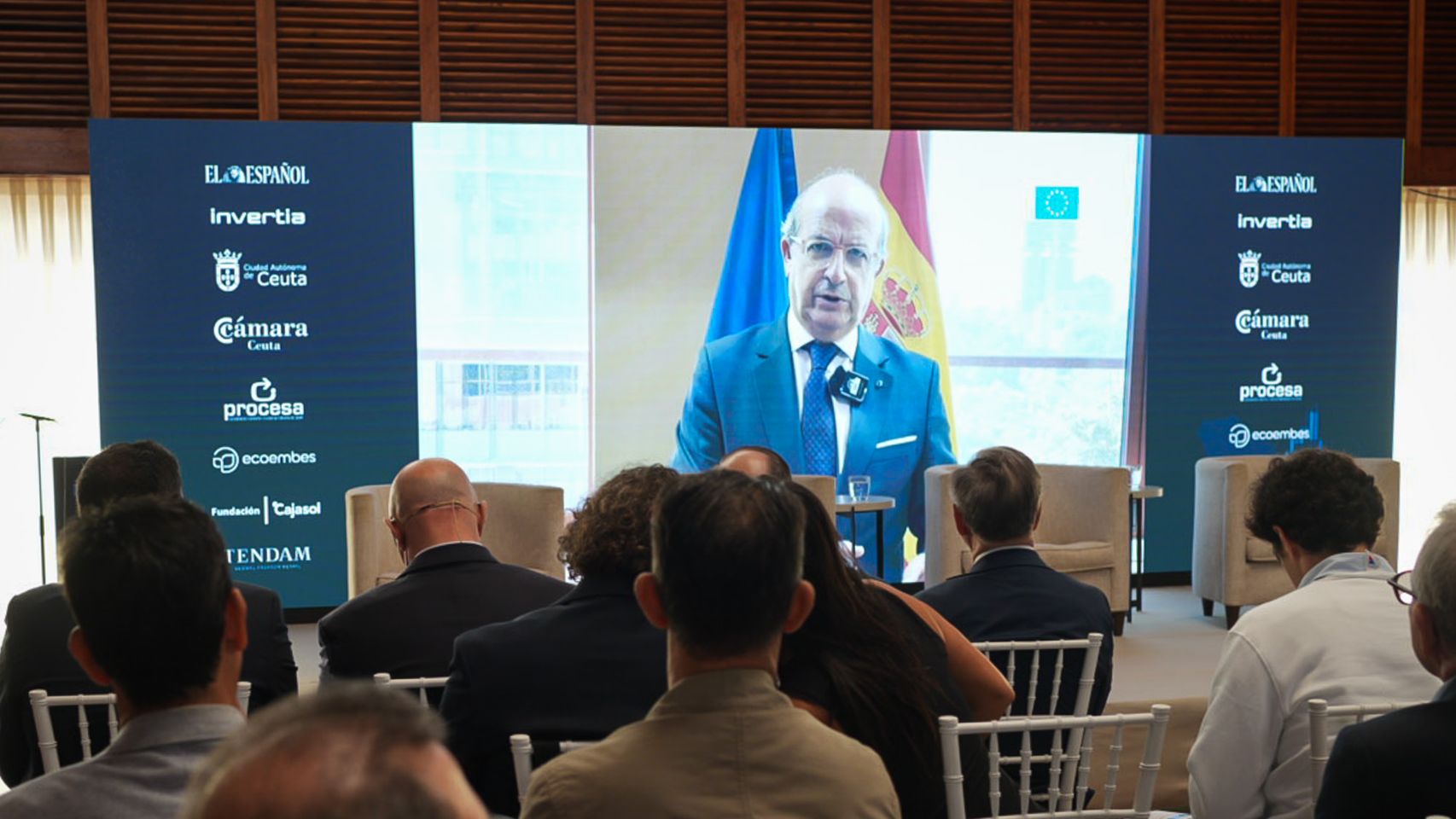 Daniel Calleja y Crespo, director de la Representación de la Comisión Europea en España, durante su intervención 'online' en la segunda jornada del IV Foro Económico Español en Ceuta.
