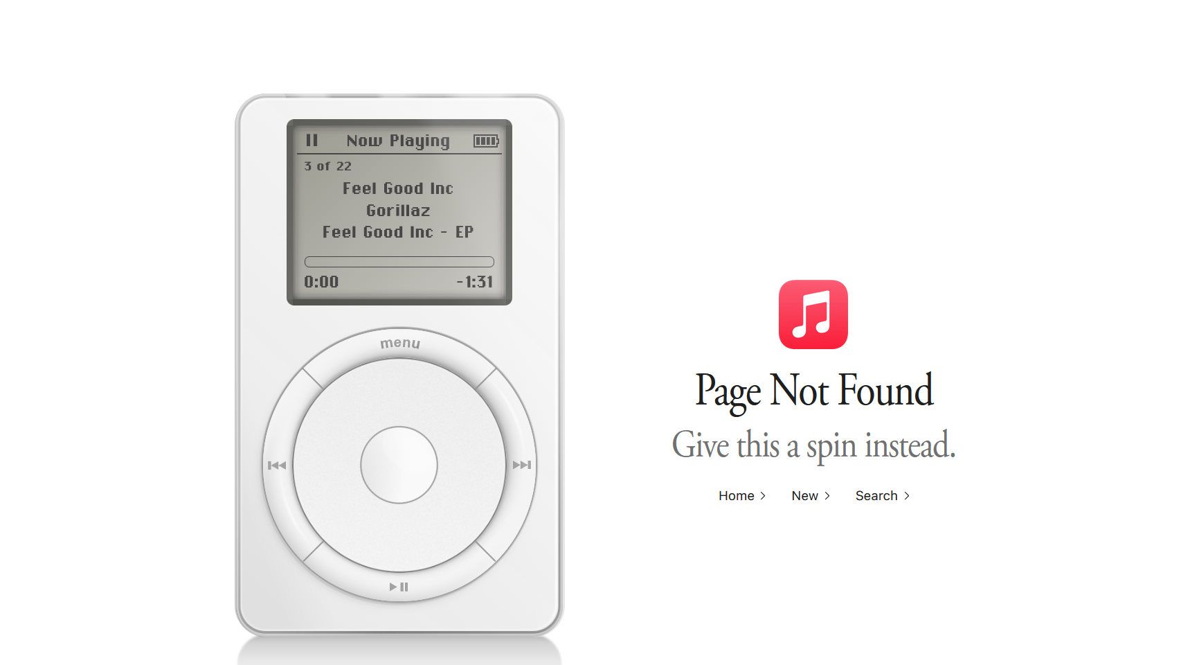 Página web de Apple con el iPod original