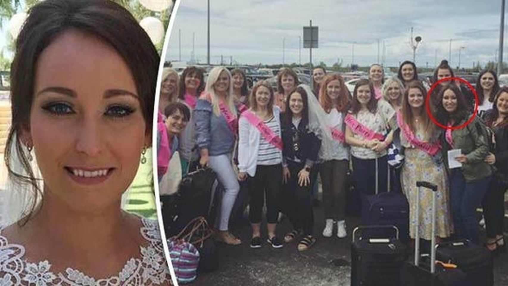 La joven (a la izquierda) el día de su boda y a la derecha junto a sus amigas en Benidorm.