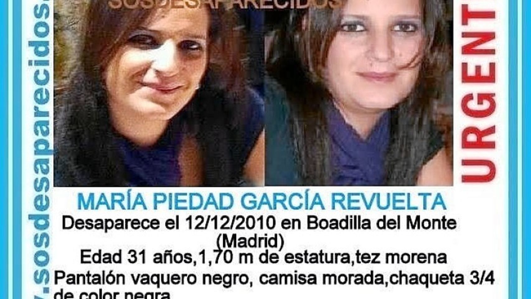 El cartel mediante el que comenzó a buscarse a María Pilar tras su desaparición.