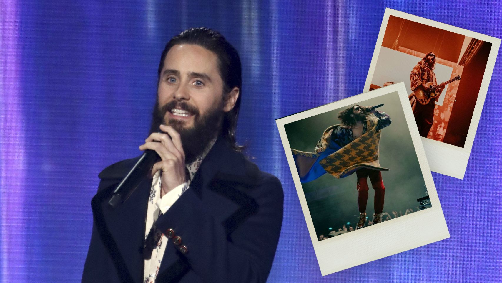 Jared Leto junto algunas prendas de Delpozo.
