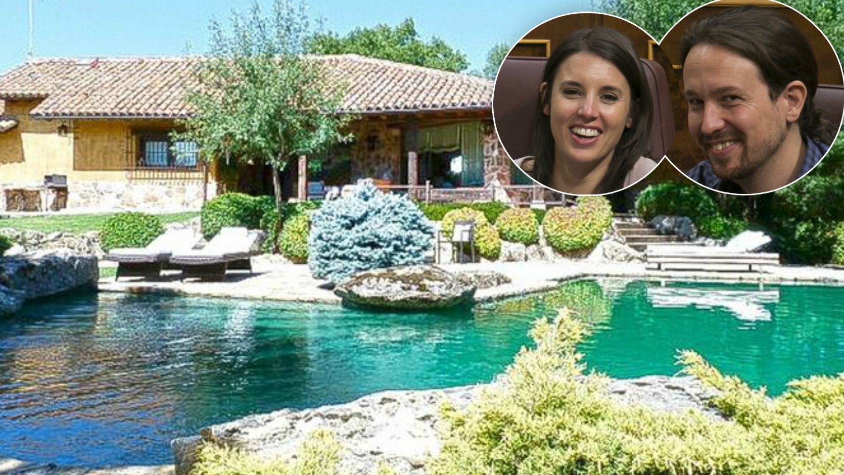 El chalé de Pablo Iglesias e Irene Montero en un montaje.