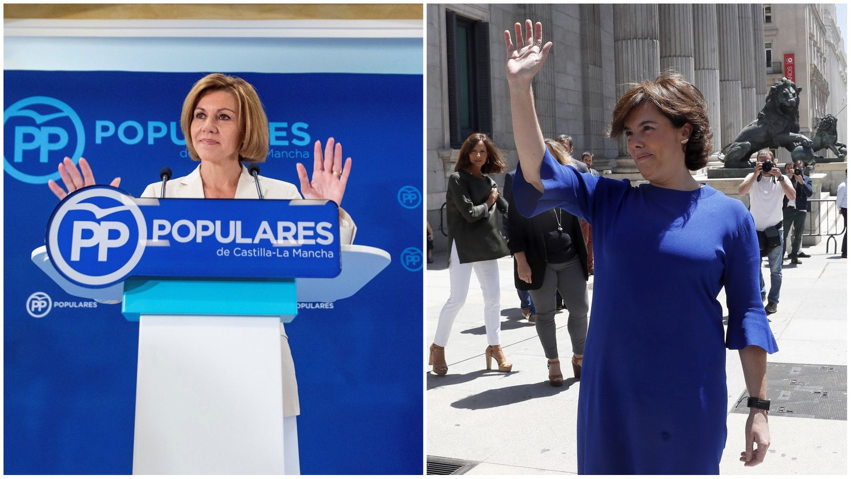 María Dolores de Cospedal y Soraya Sáenz de Santamaría.