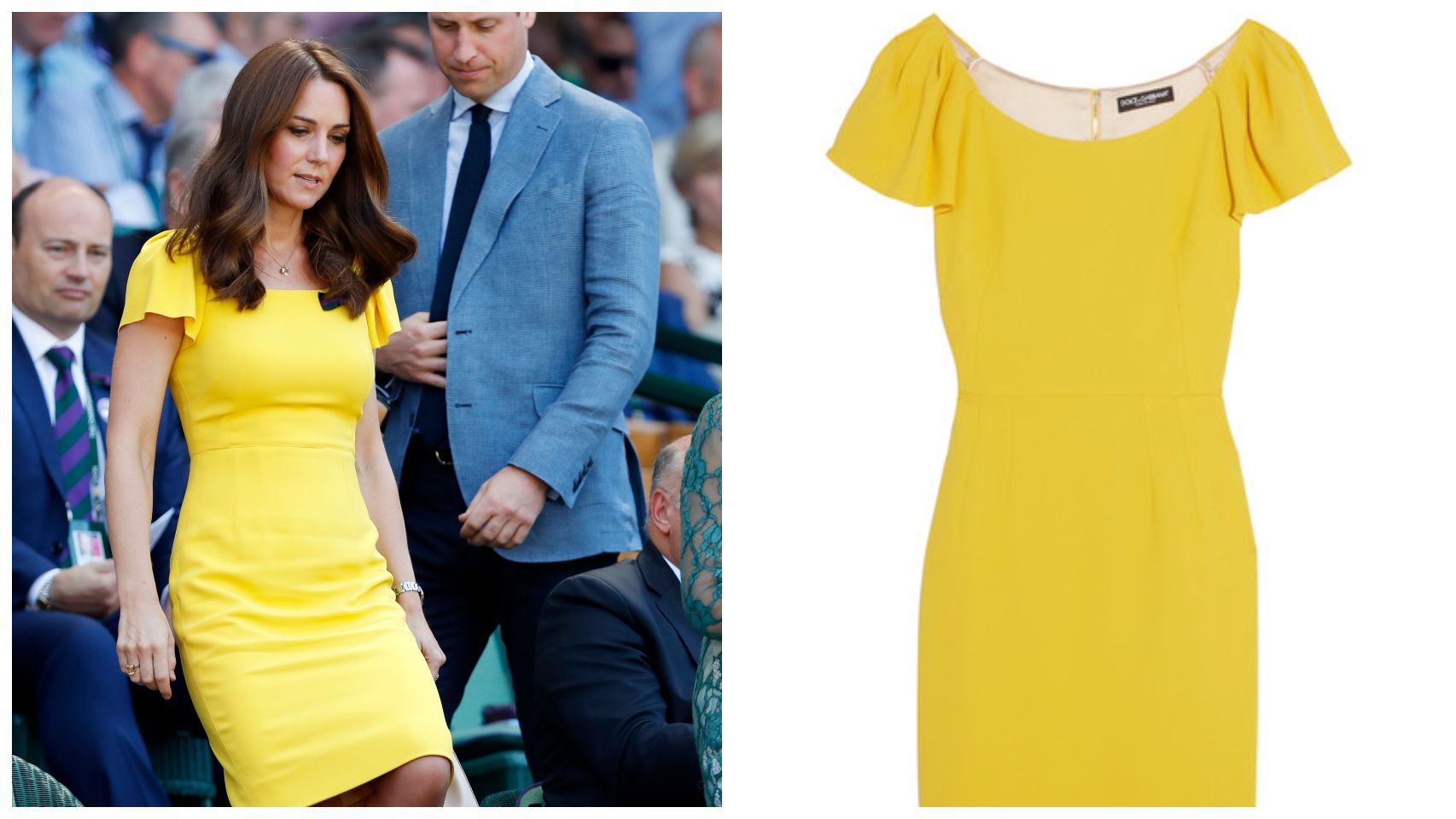 Kate Middleton junto al vestido de Dolce & Gabanna en un montaje.
