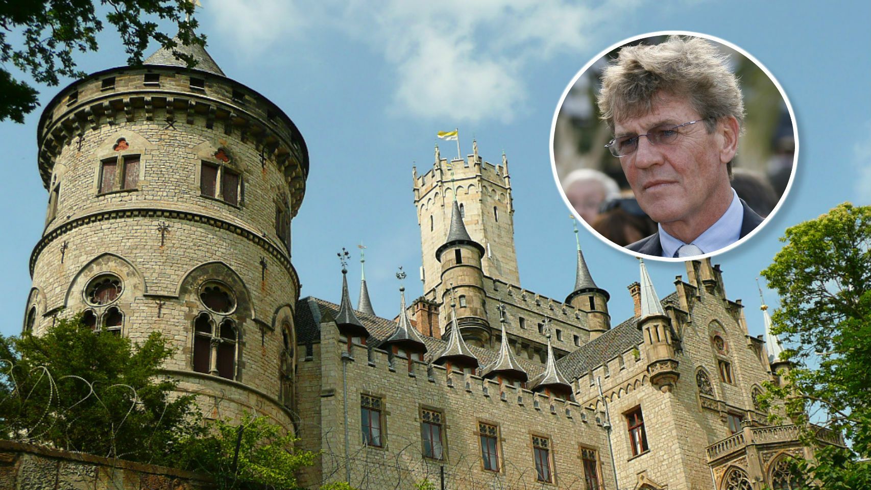 Ernesto de Hannover en un montaje con el castillo.