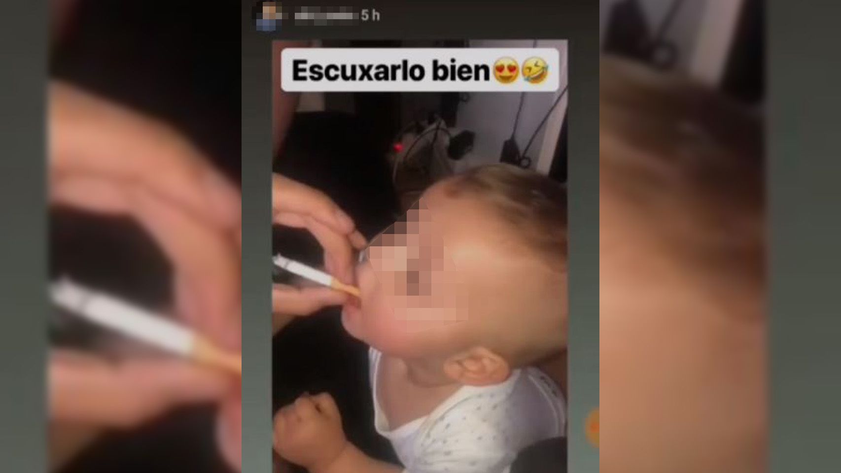 Fragmento del vídeo en el que se ve fumando al pequeño.