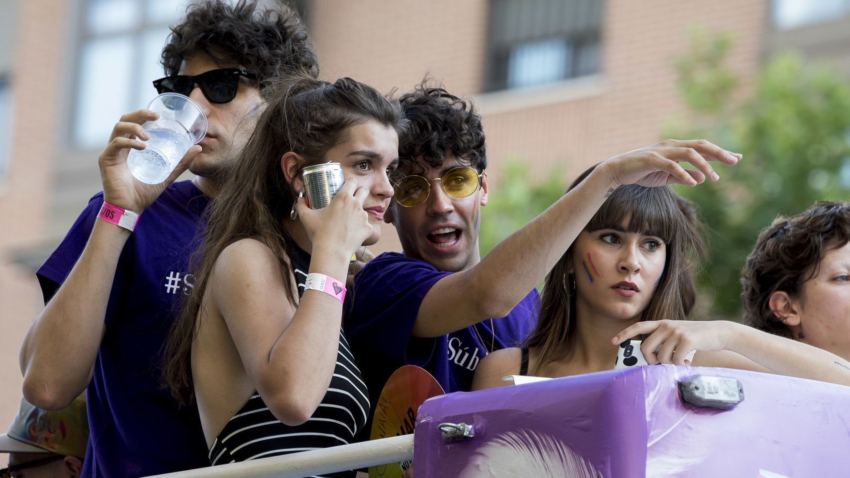 Javier Calvo, Javier Ambrossi, Aitana y Amaia en el Orgullo Gay 2018.