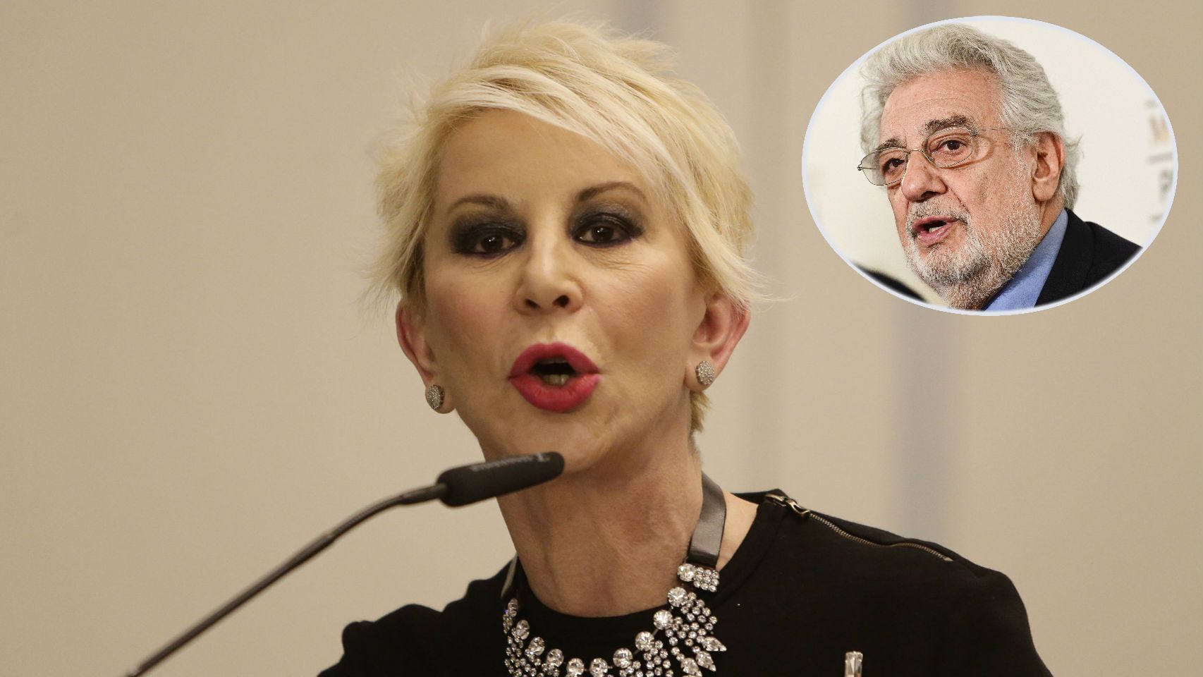 Karmele Marchante junto a Plácido Domingo en montaje JALEOS.
