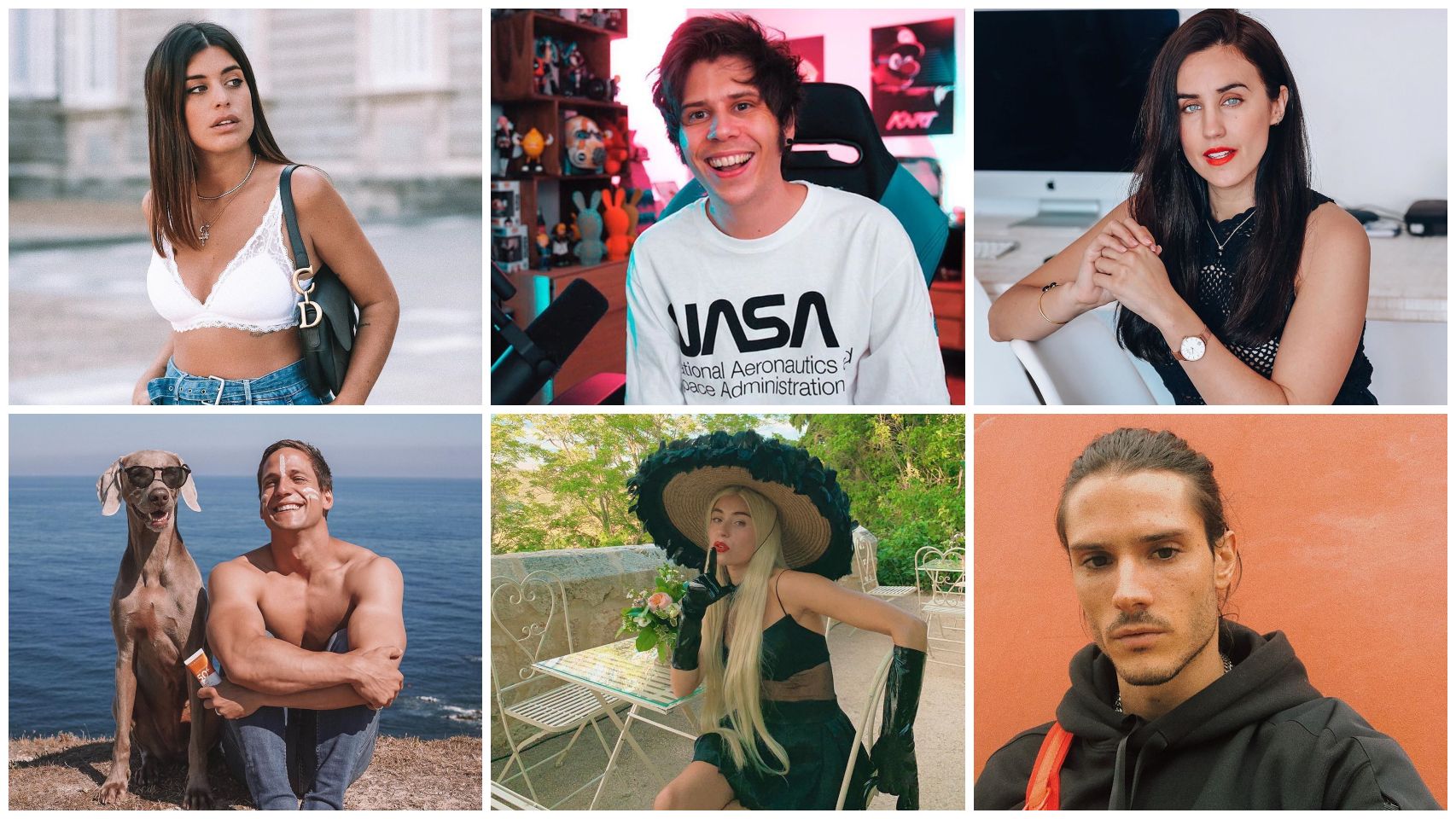 Un montaje de JALEOS con algunos de los 'influencers' más importantes de España (de izq. a dcha): arriba, Dulceida, ElRubius. Patry Jordan; abajo, Gotzon Mantuliz, Miranda Makaroff y Diego Barrueco.