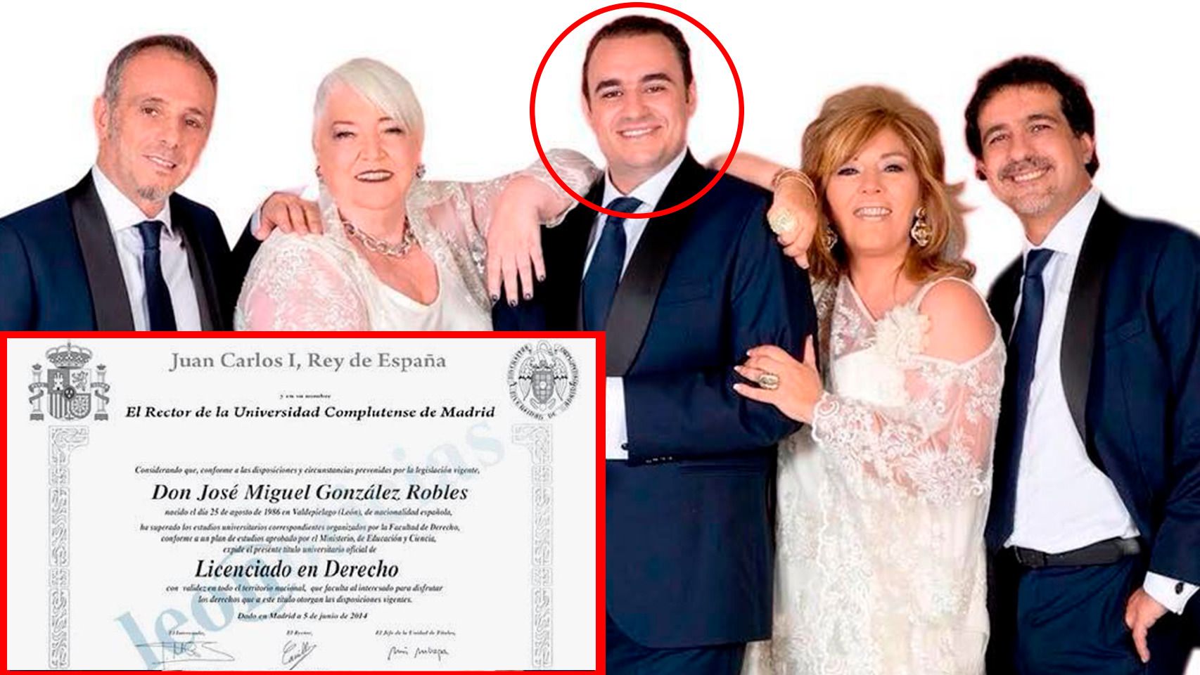 José Miguel González, vocalista de Mocedades y ex diputado del PP,  junto con otros integrantes del grupo.