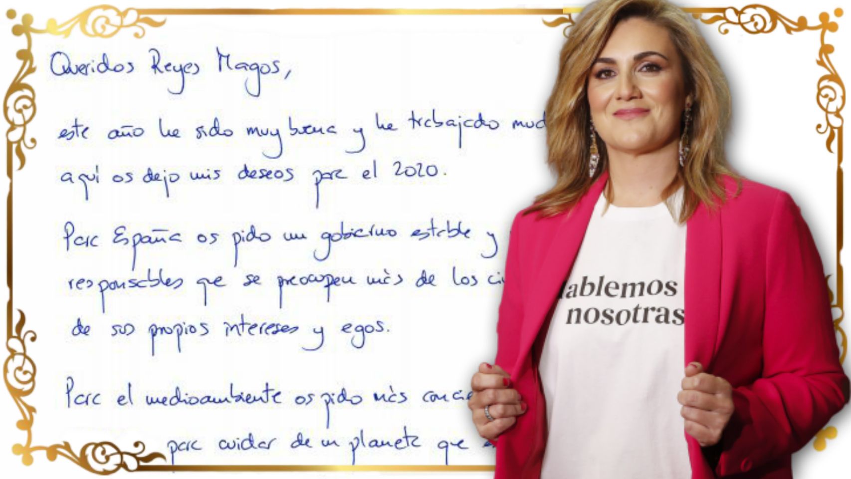 Carlota Corredera y su carta a los Reyes Magos en un montaje de JALEOS.