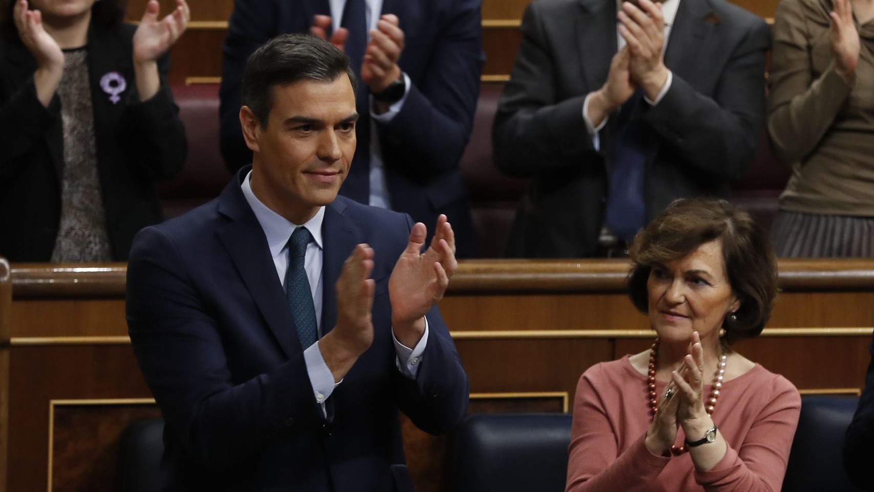 Pedro Sánchez, en el Congreso de los Diputados durante la primera votación.