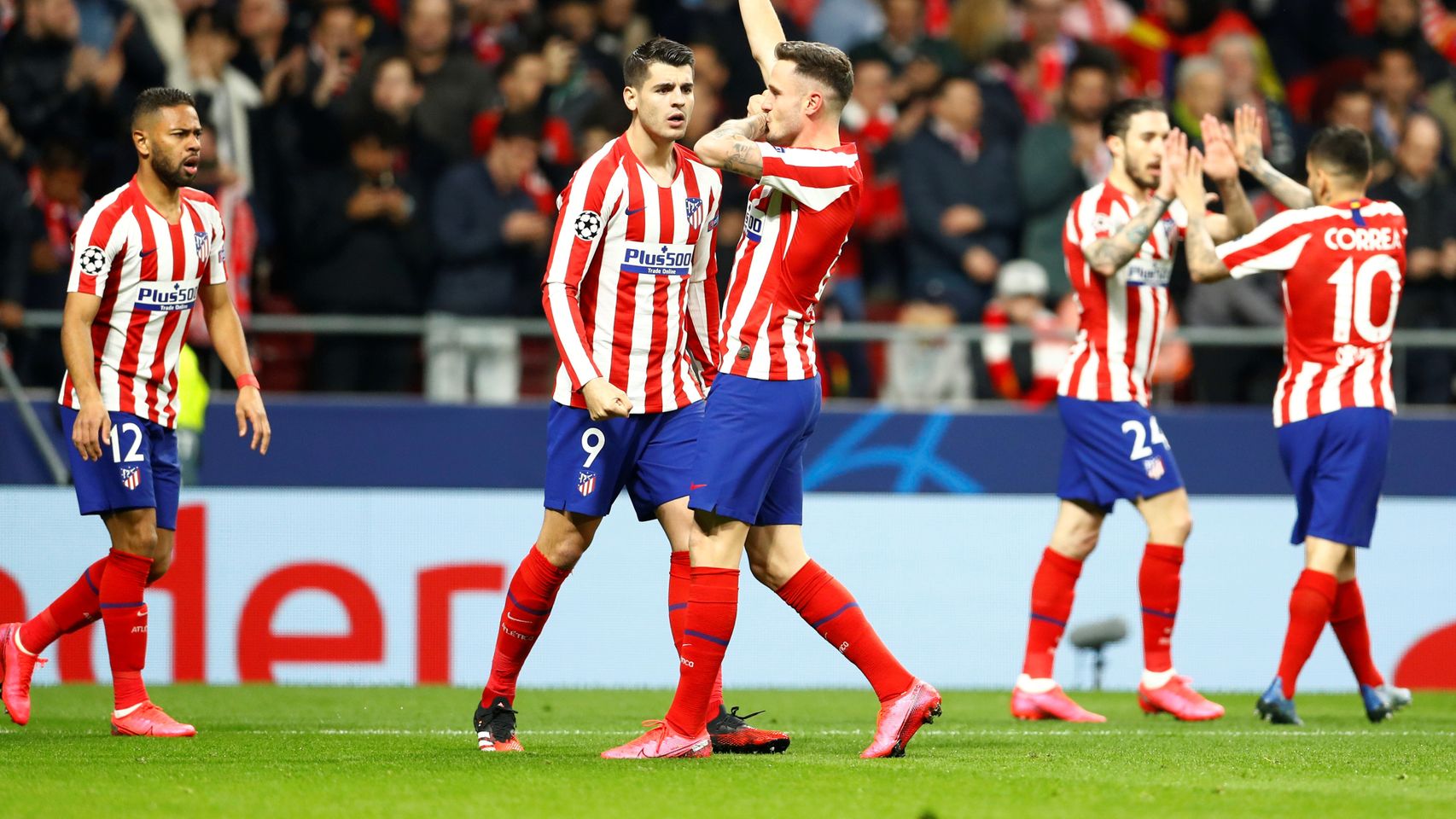Saúl celebra el único gol de la victoria