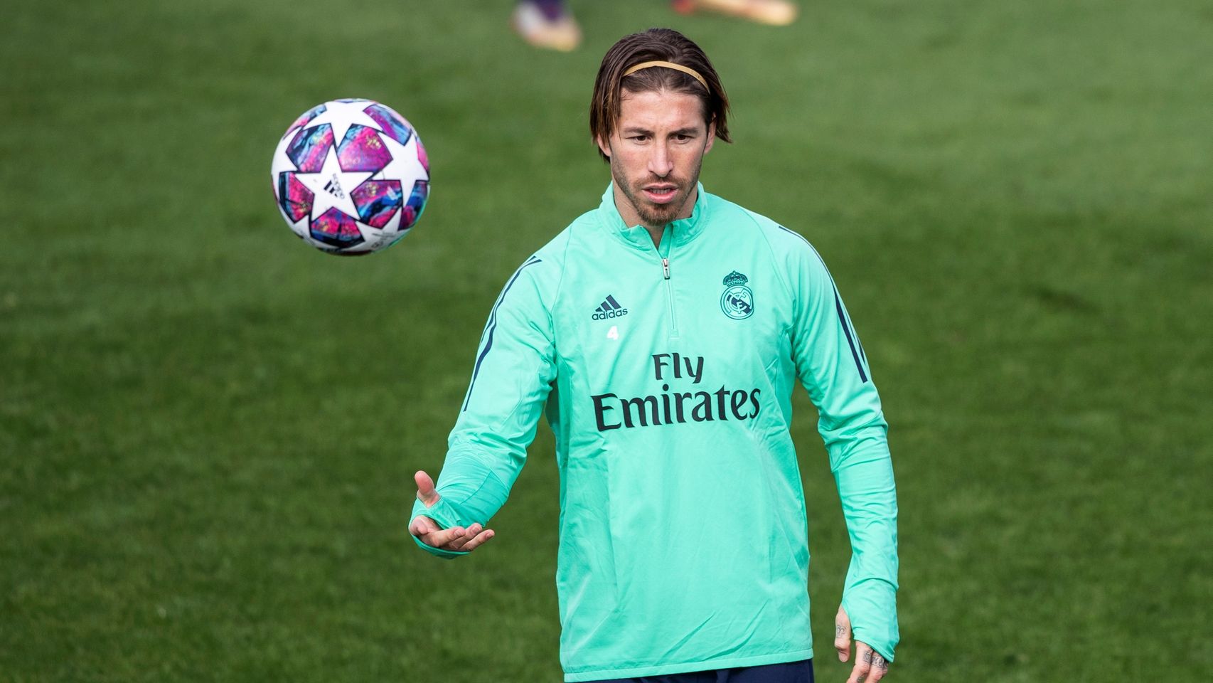 Sergio Ramos, durante un entrenamiento con el Real Madrid