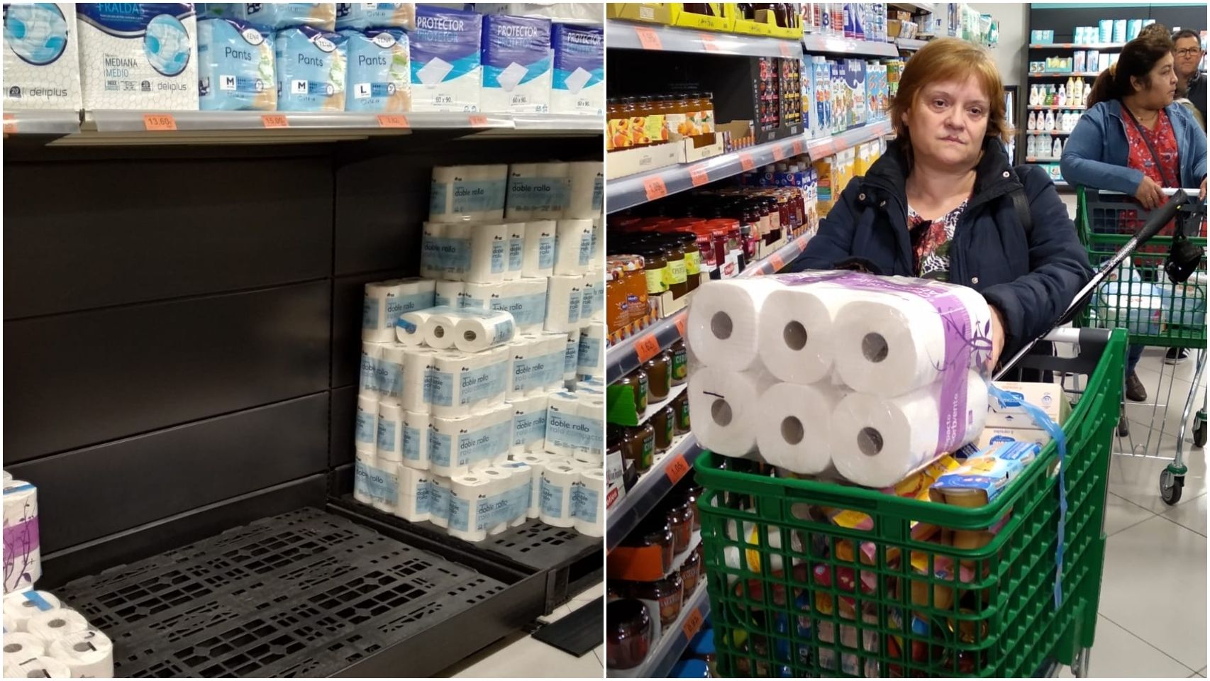 El papel higiénico se agota en el supermercado.