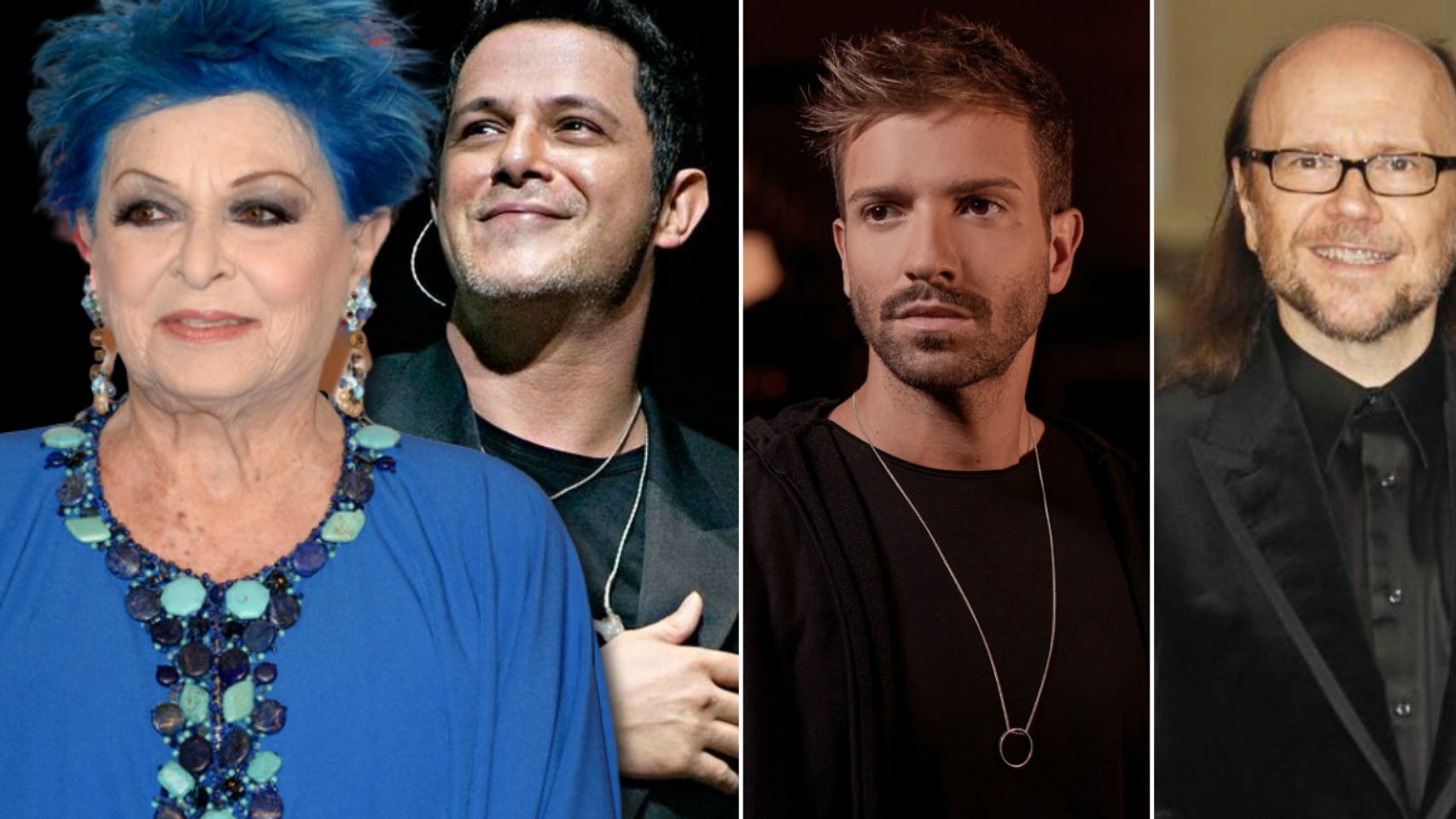 Lucía Bosé en un montaje de JALEOS con Alejandro Sanz, Pablo Alborán y Santiago Segura.