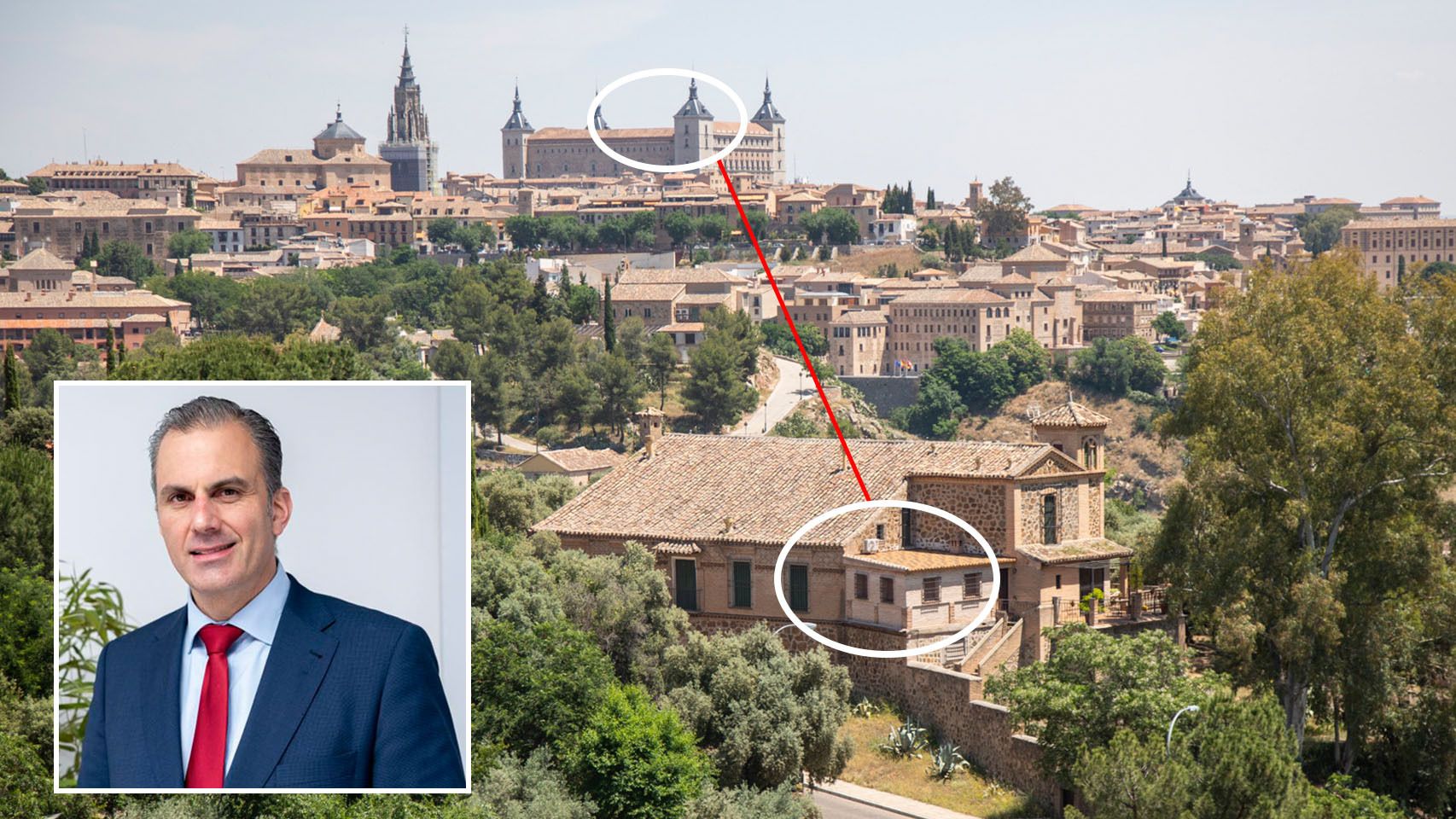 El cigarral Santa Elena, de Ortega Smith, frente al Alcázar de Toledo.