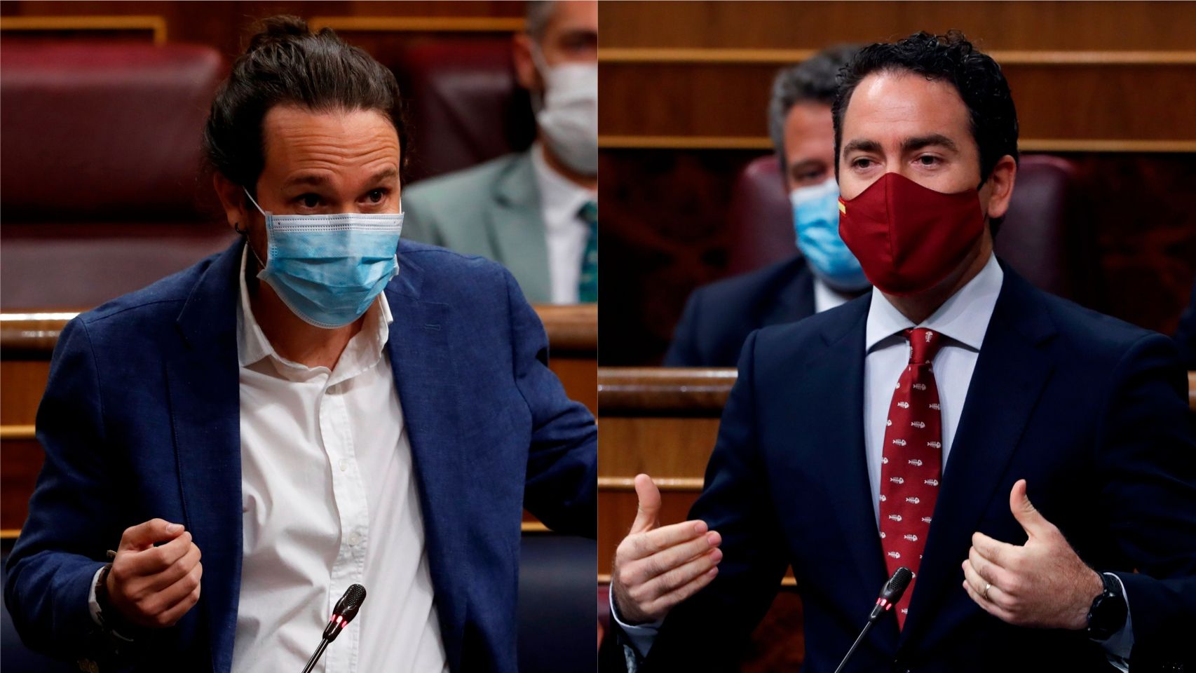 Pablo Iglesias y Teodoro García Egea este miércoles en el Congreso.