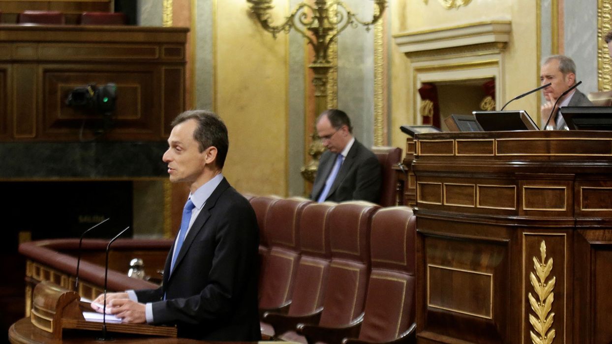 El ministro de Ciencia, Innovación y Universidades, Pedro Duque, en el Congreso de los Diputados.