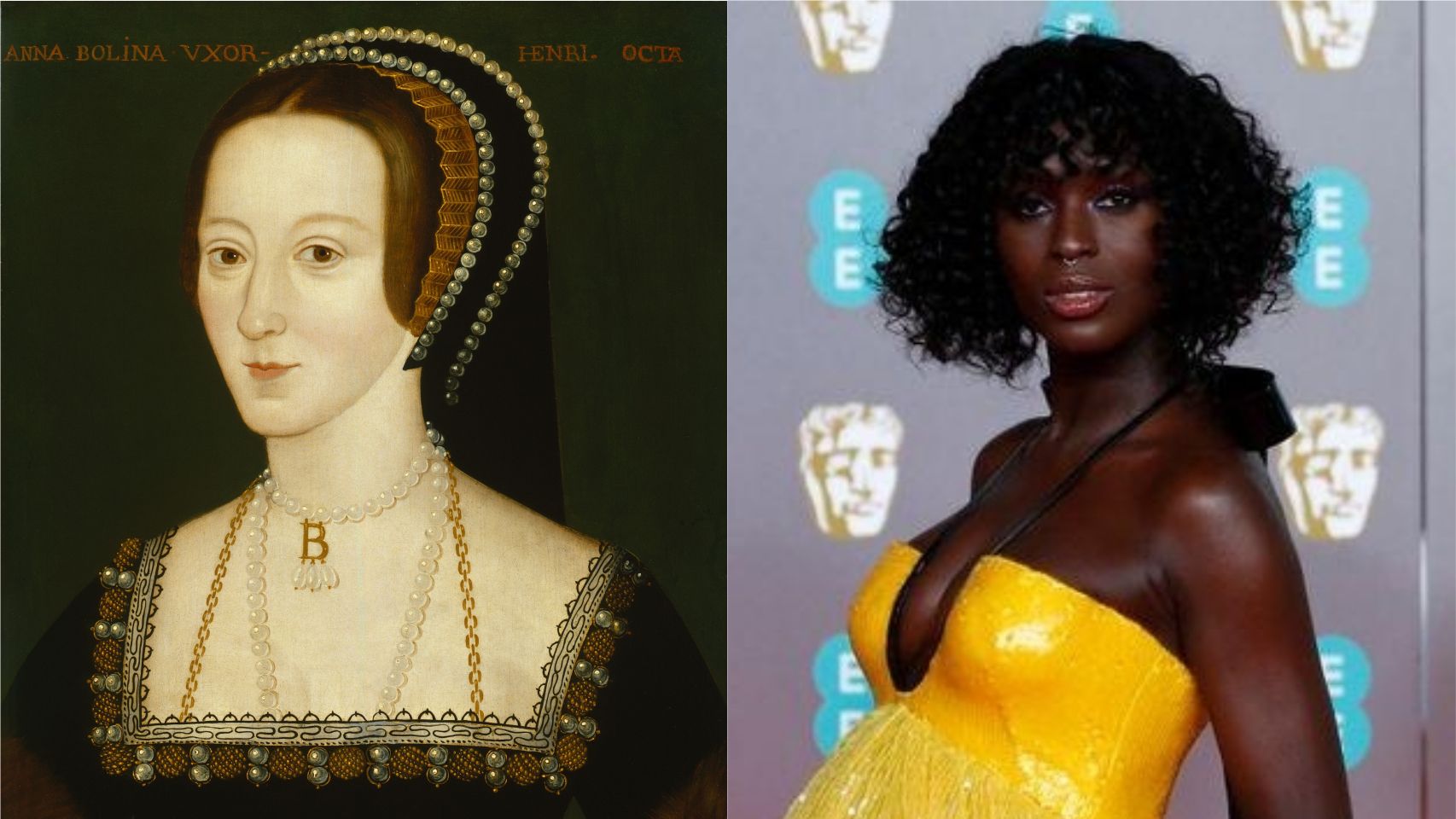 Retrato de Ana Bolena y una fotografía de Jodie Turner-Smith.
