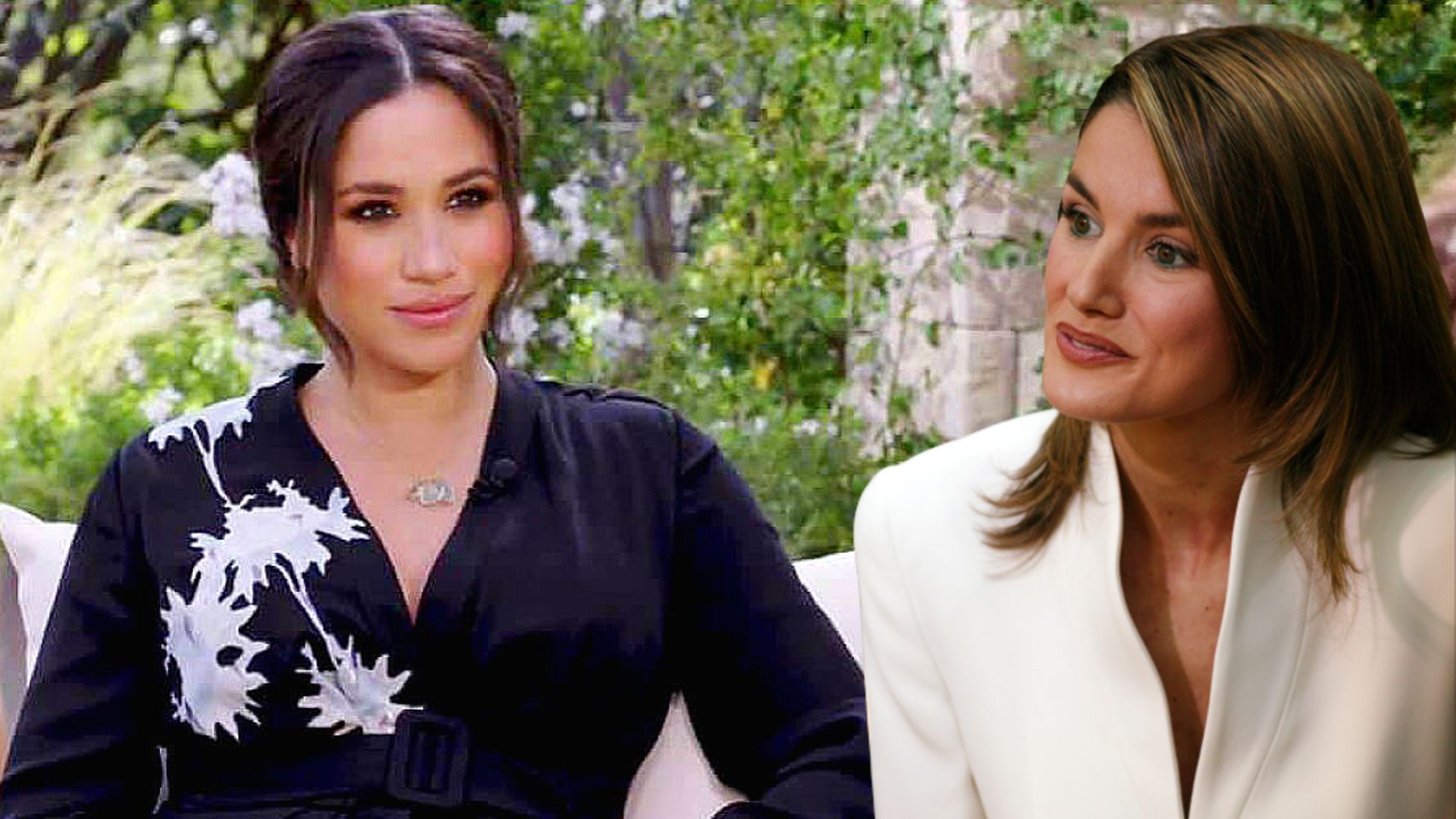 Meghan Markle y la reina Letizia en un montaje de Jaleos.