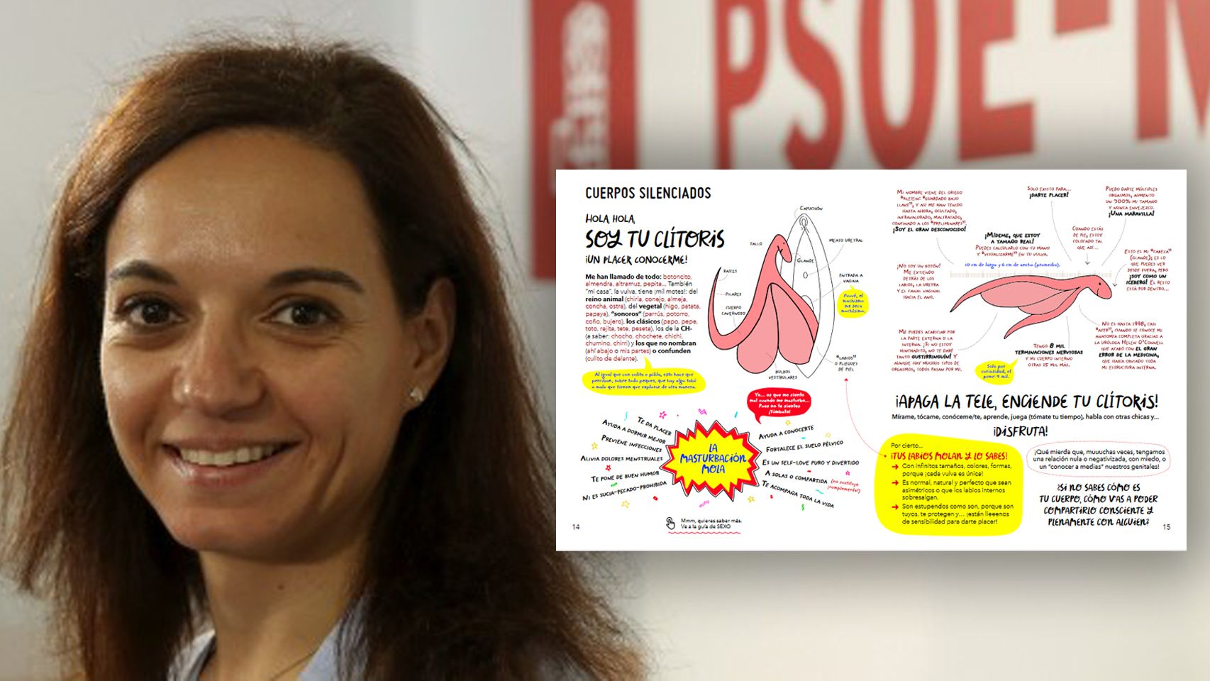 La alcaldesa del PSOE en Getafe, Sara Hernández, junto al contenido de la guía Rebeldes de género.
