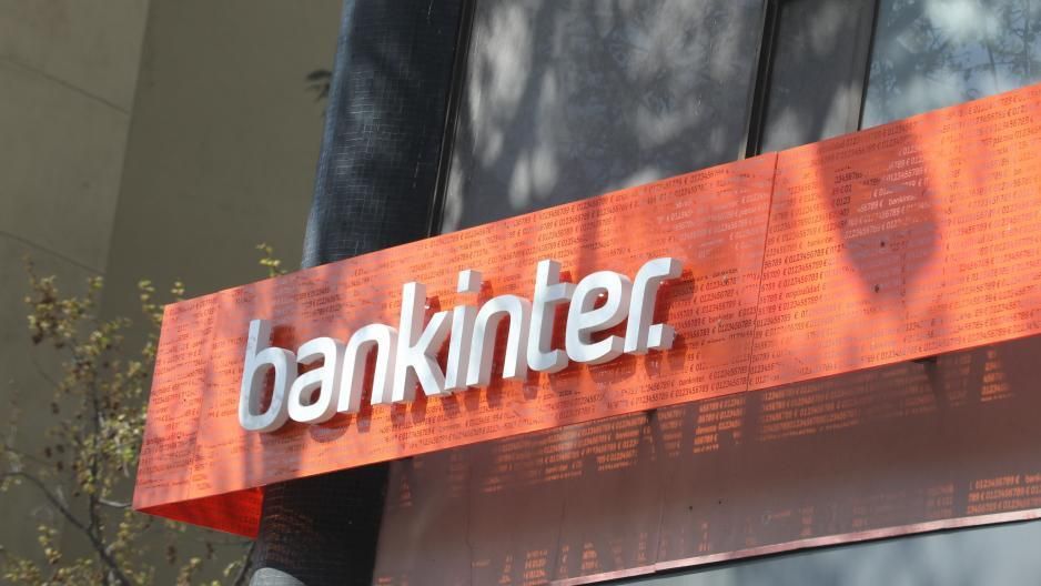 Rótulo en una sucursal de Bankinter.