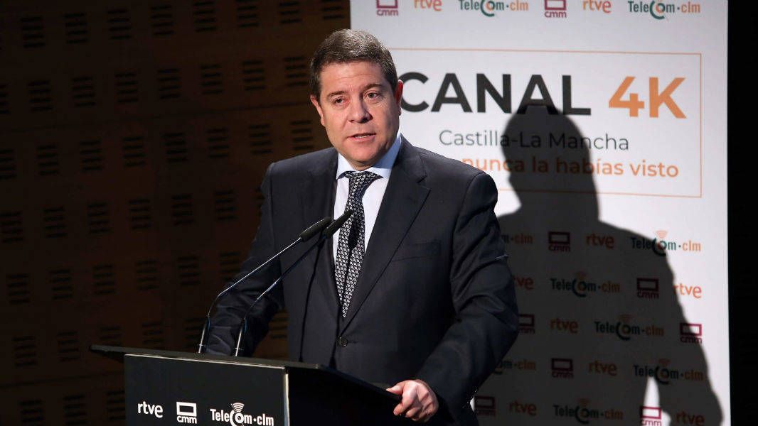 El presidente de Castilla-La Mancha, Emiliano García-Page, este miércoles en CMMedia. Foto: Óscar Huertas