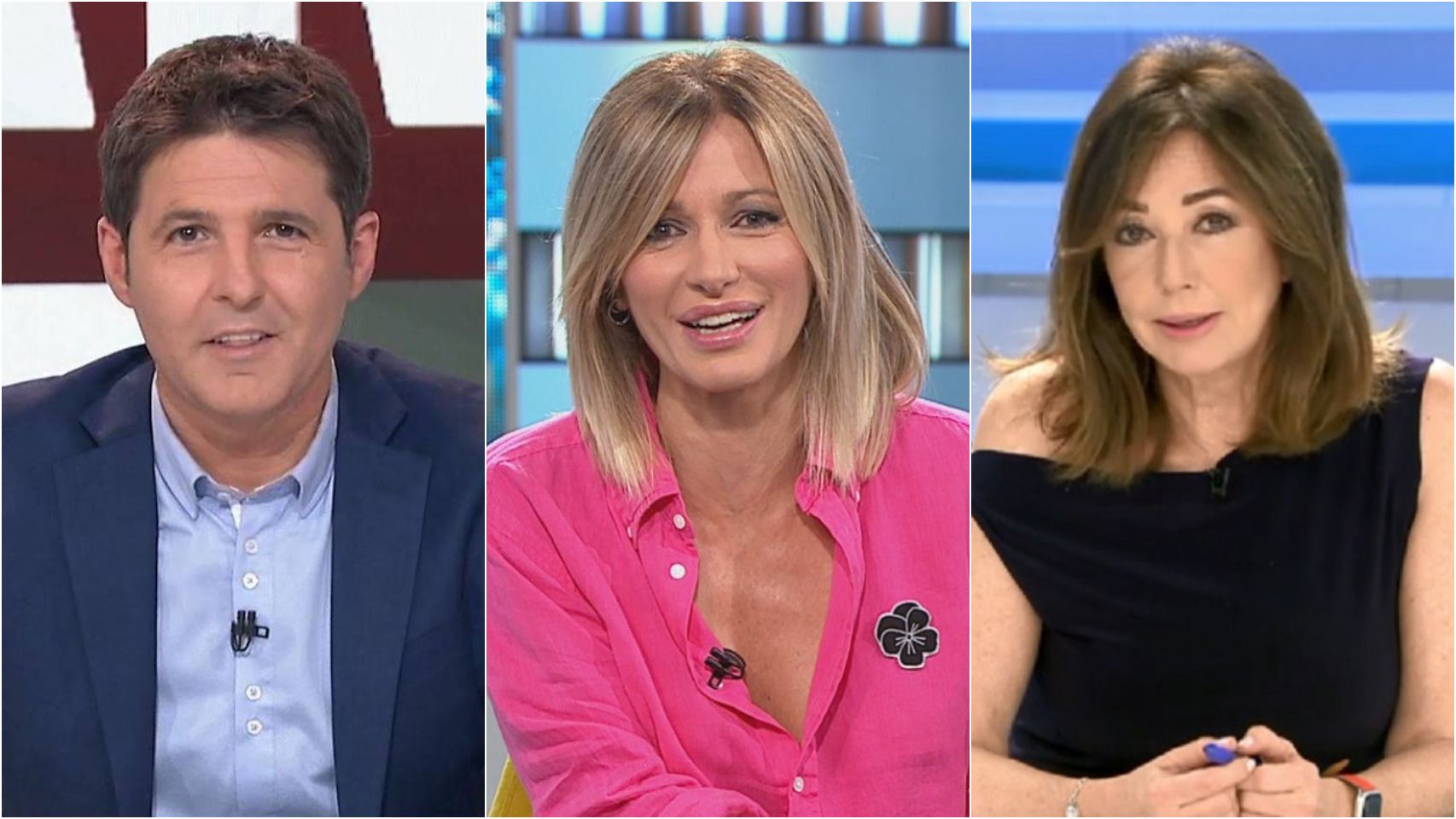 Jesús Cintora, Susanna Griso y Ana Rosa Quintana en montaje de BLUPER.