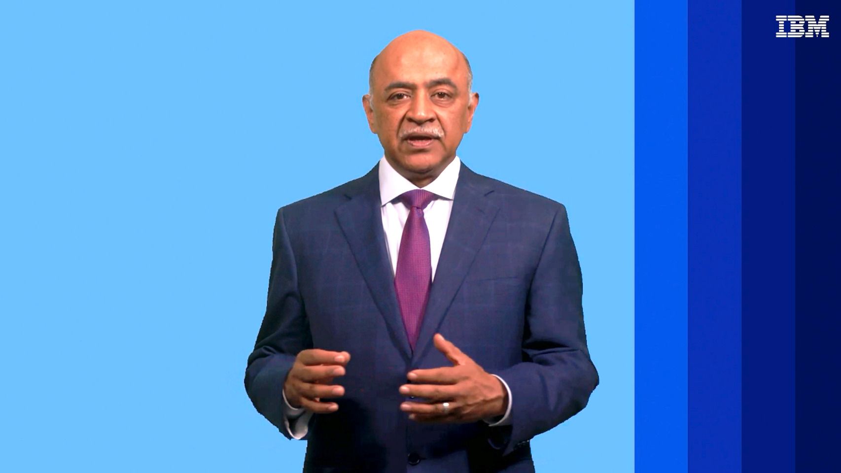 Arvind Krishna, CEO de IBM, durante su intervención online en el MWC 2021.