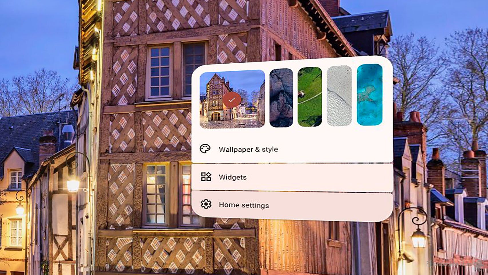 Así es el selector de wallpapers en Android12L desde el menú contextual