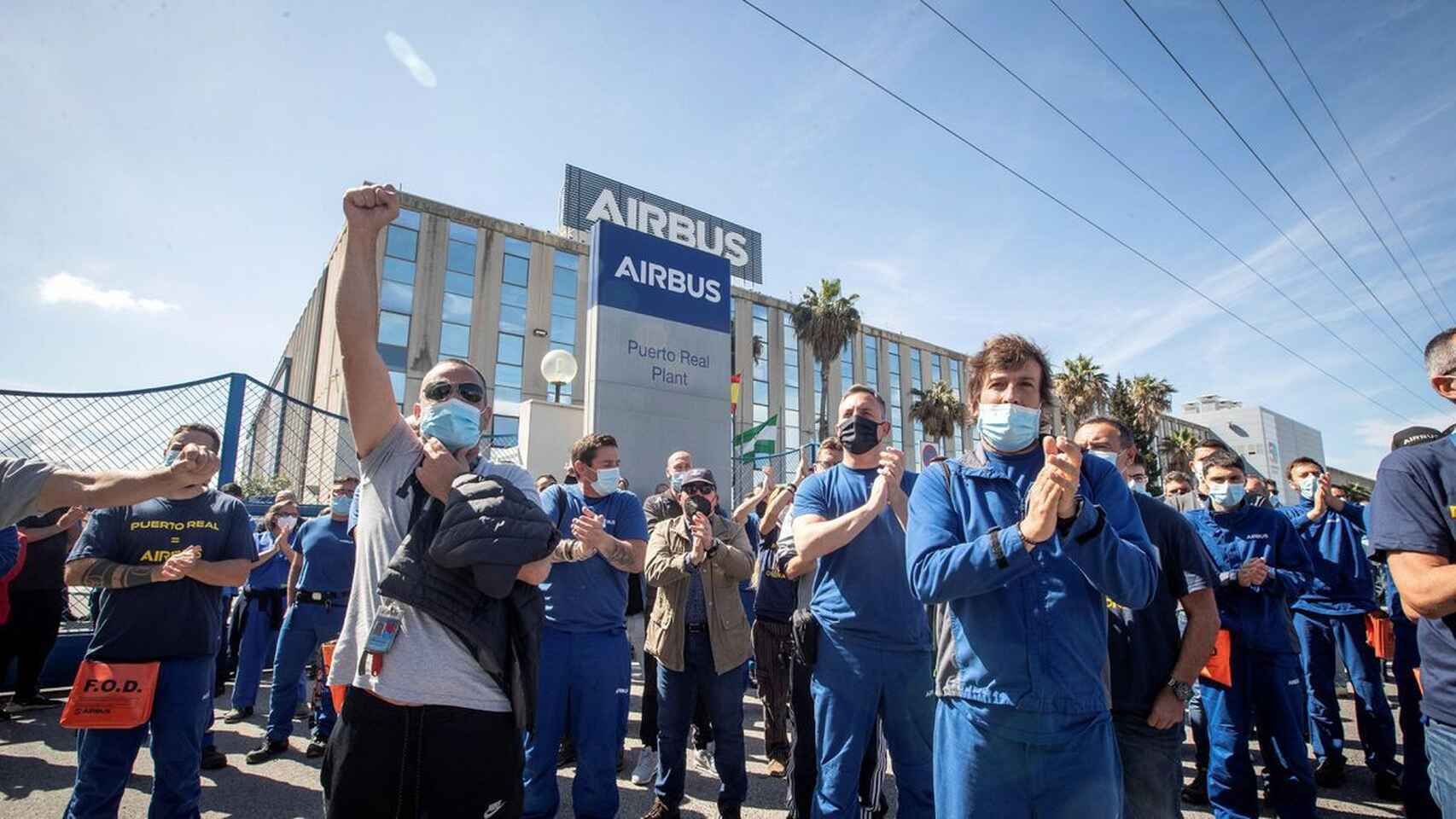Imagen de archivo de una protesta de los trabajadores de Airbus en Puerto Real (Cádiz)