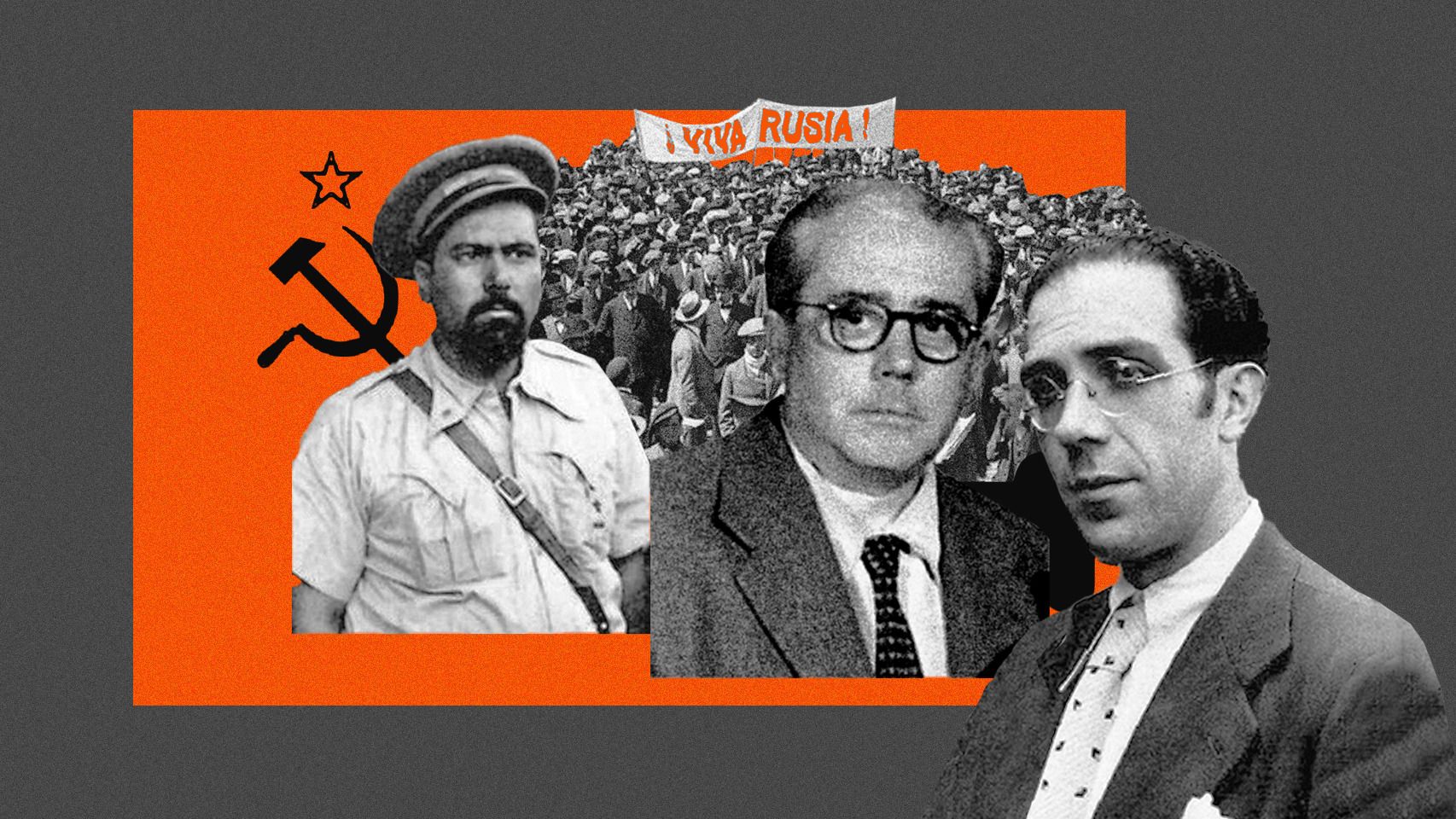 Valentín González el Campesino, Enrique Castro Delgado y Jesús Hernández.